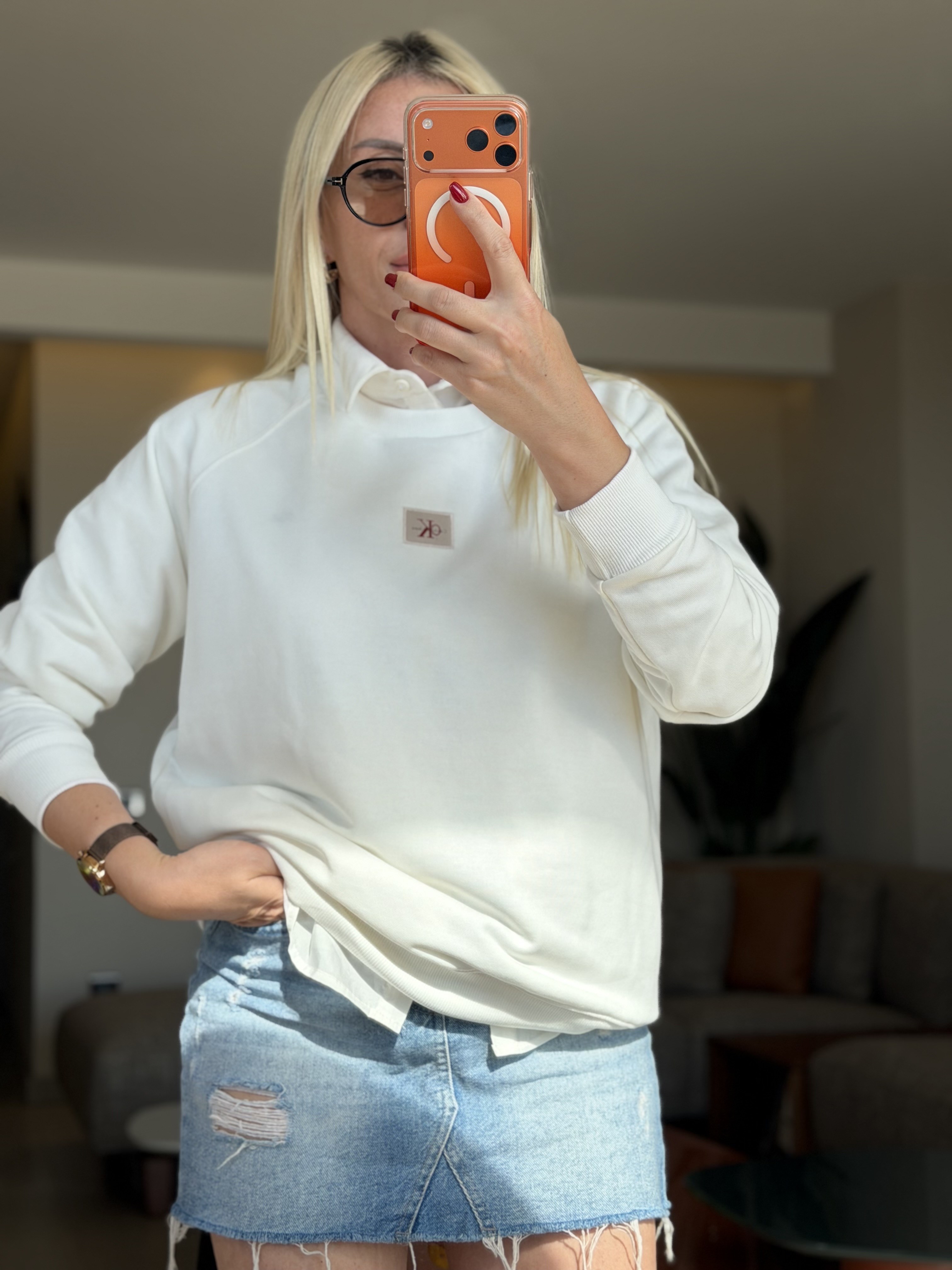 KLAR BEYAZ SWEATSHIRT