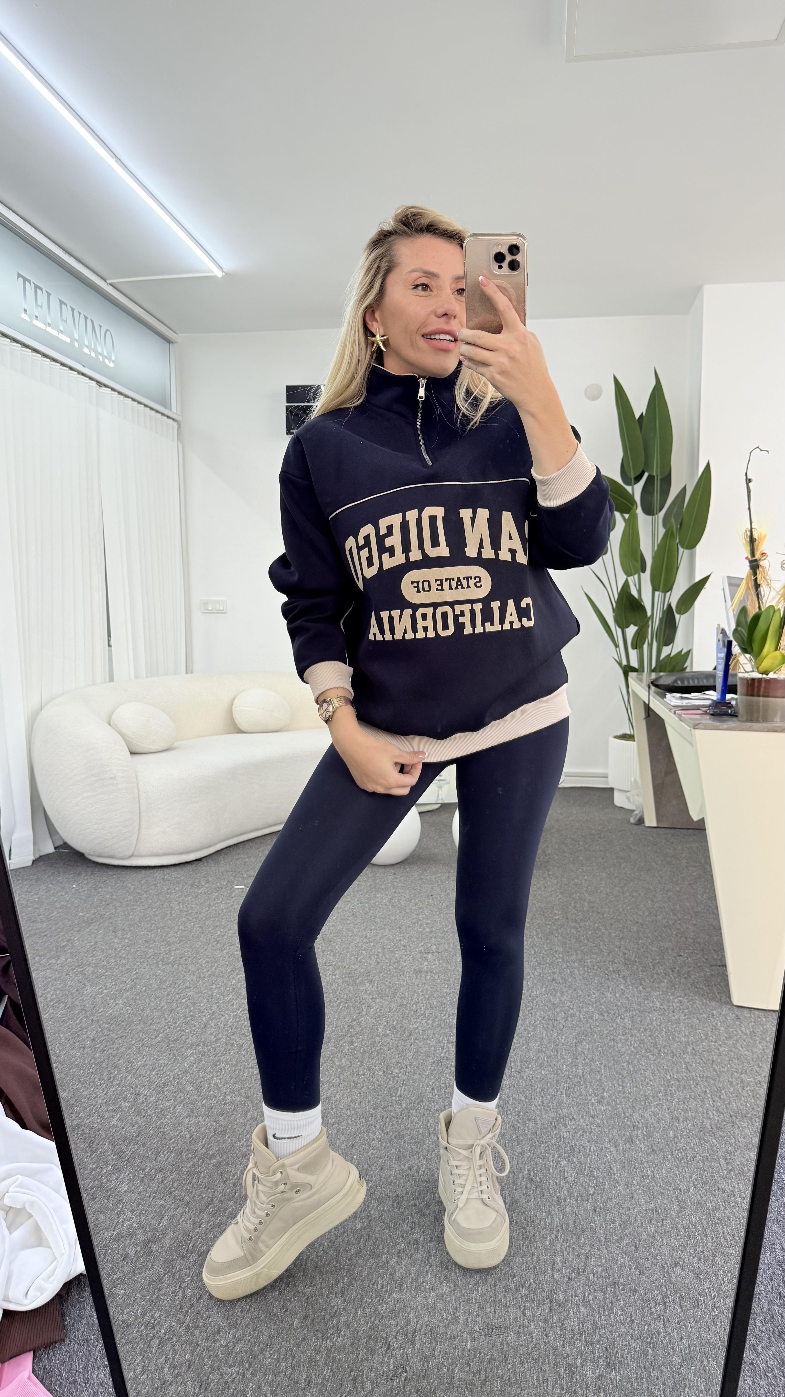 LENİSA FERMUARLI LACİVERT SWEATSHIRT