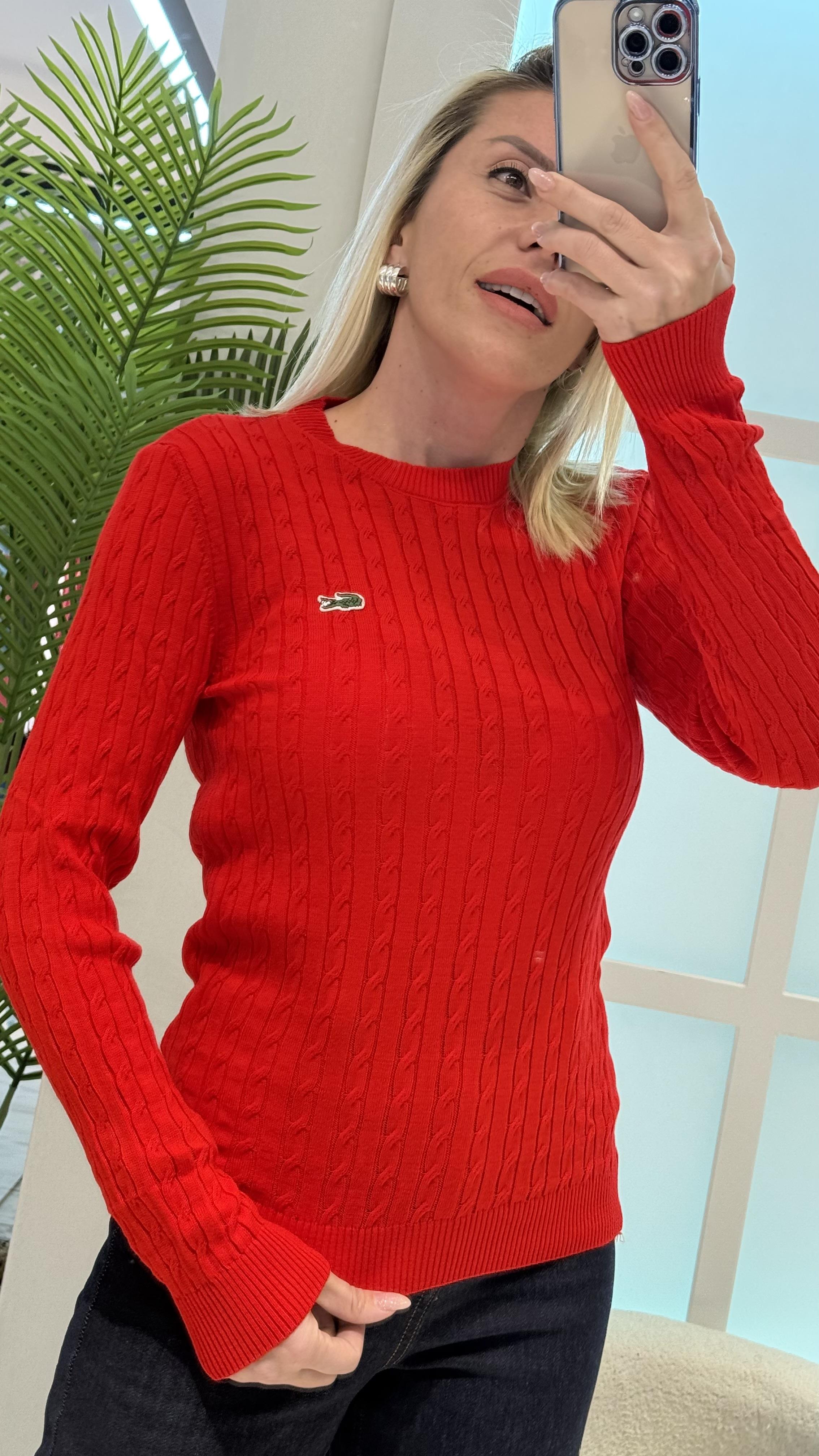 LEXİ KIRMIZI ÖRME MODEL KAZAK