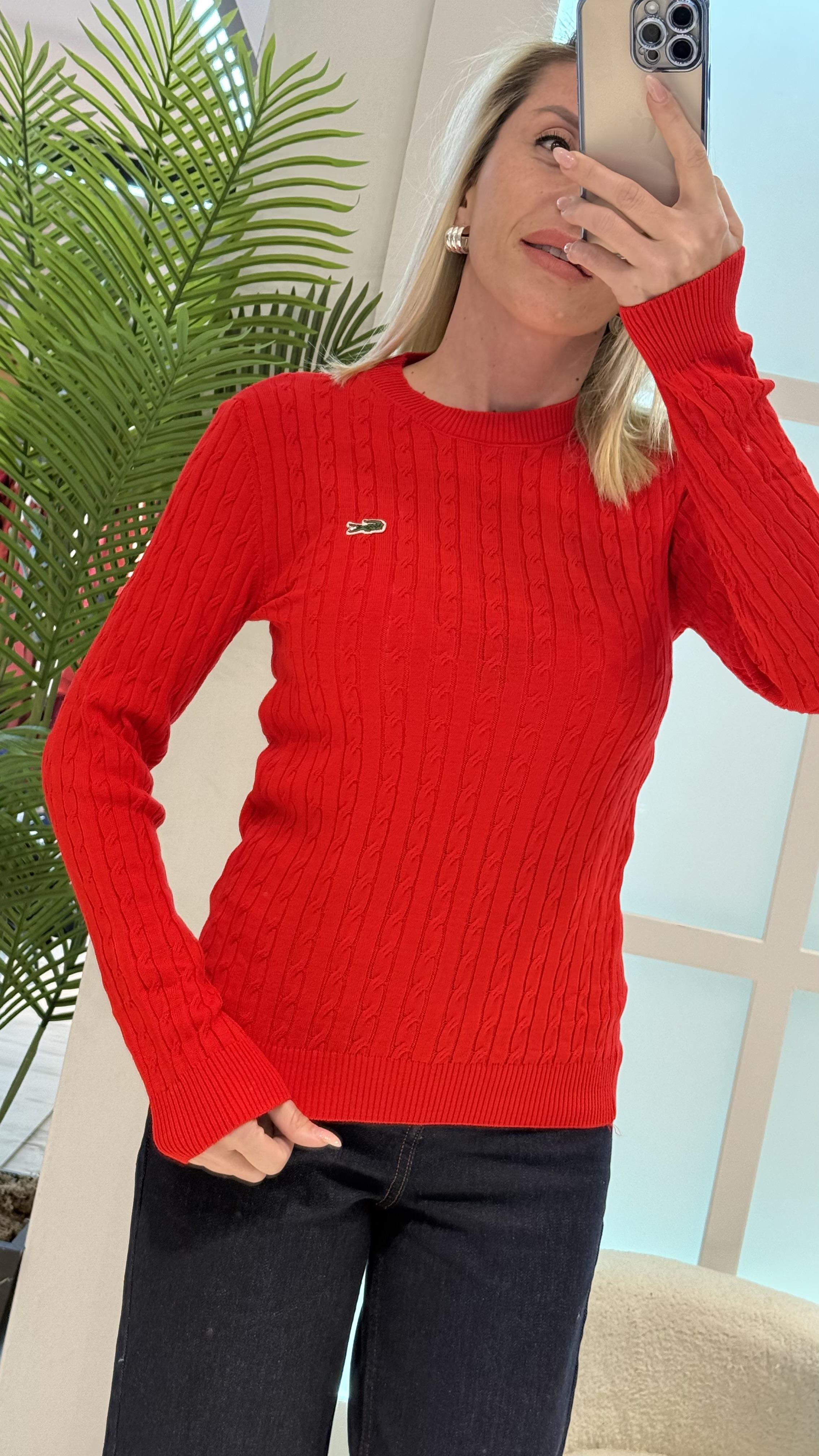 LEXİ KIRMIZI ÖRME MODEL KAZAK