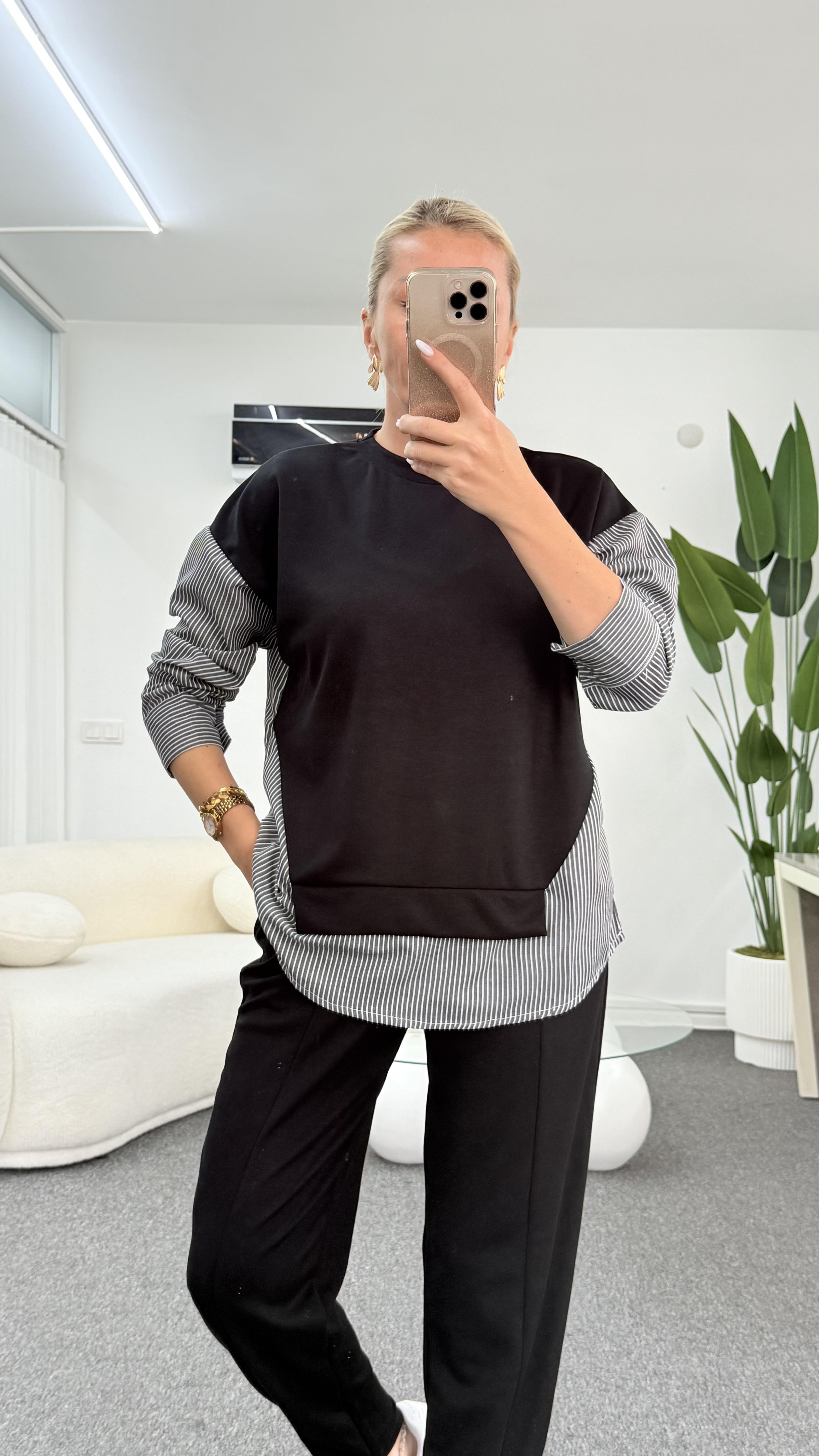 LEYSA SİYAH GÖMLEKLİ TAKIM