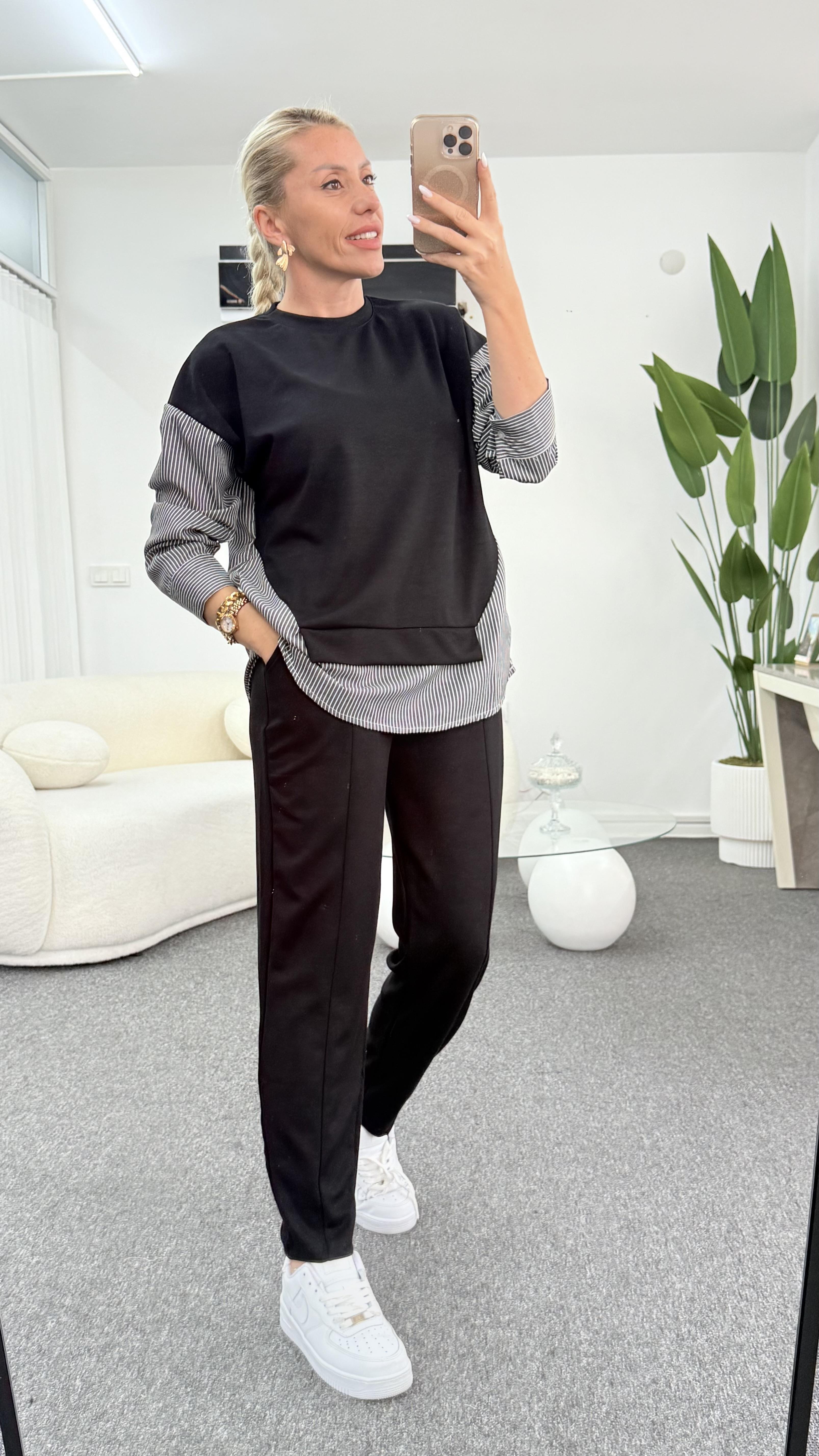 LEYSA SİYAH GÖMLEKLİ TAKIM