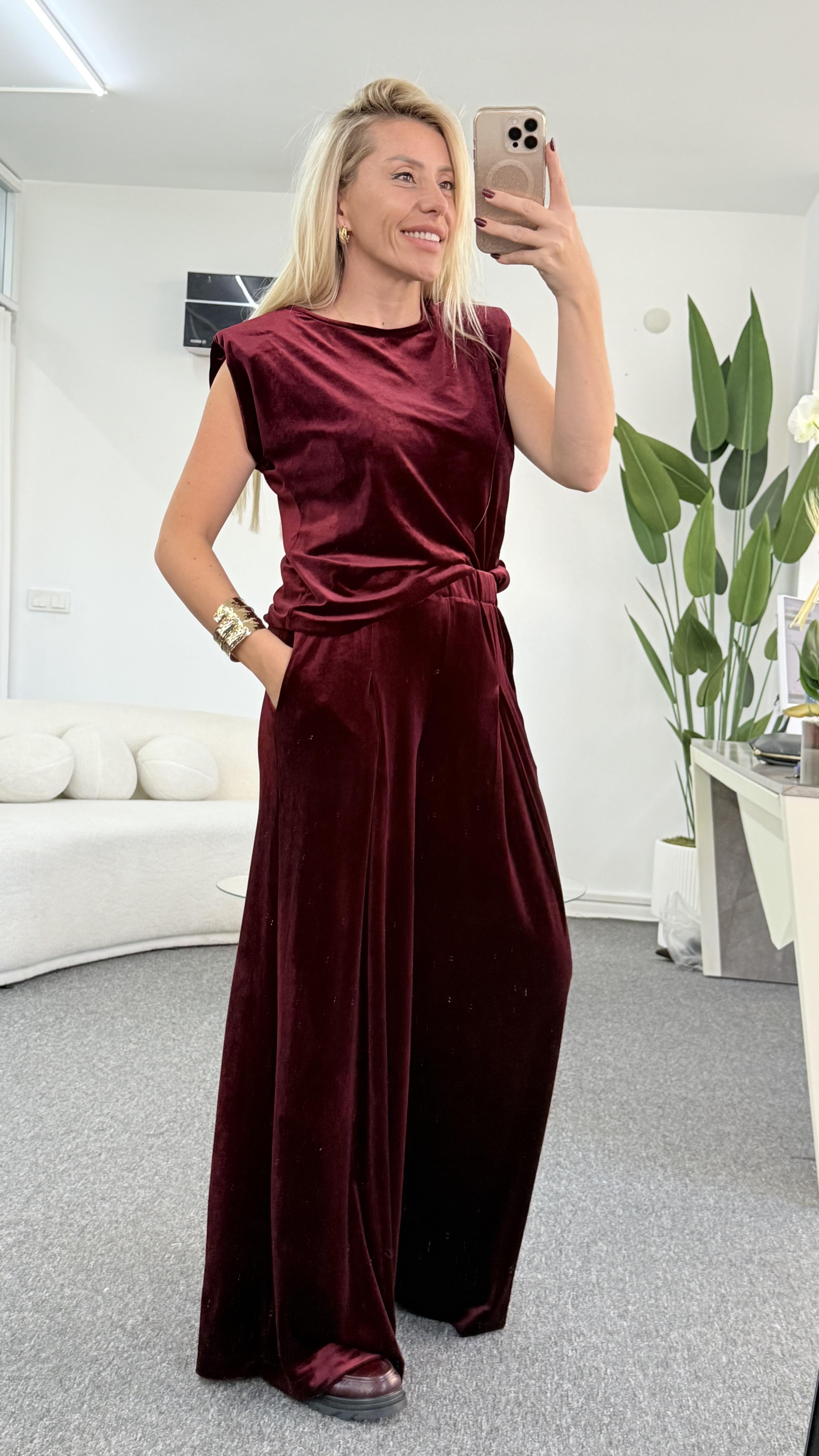 LİMİNS KADİFE BORDO TAKIM 