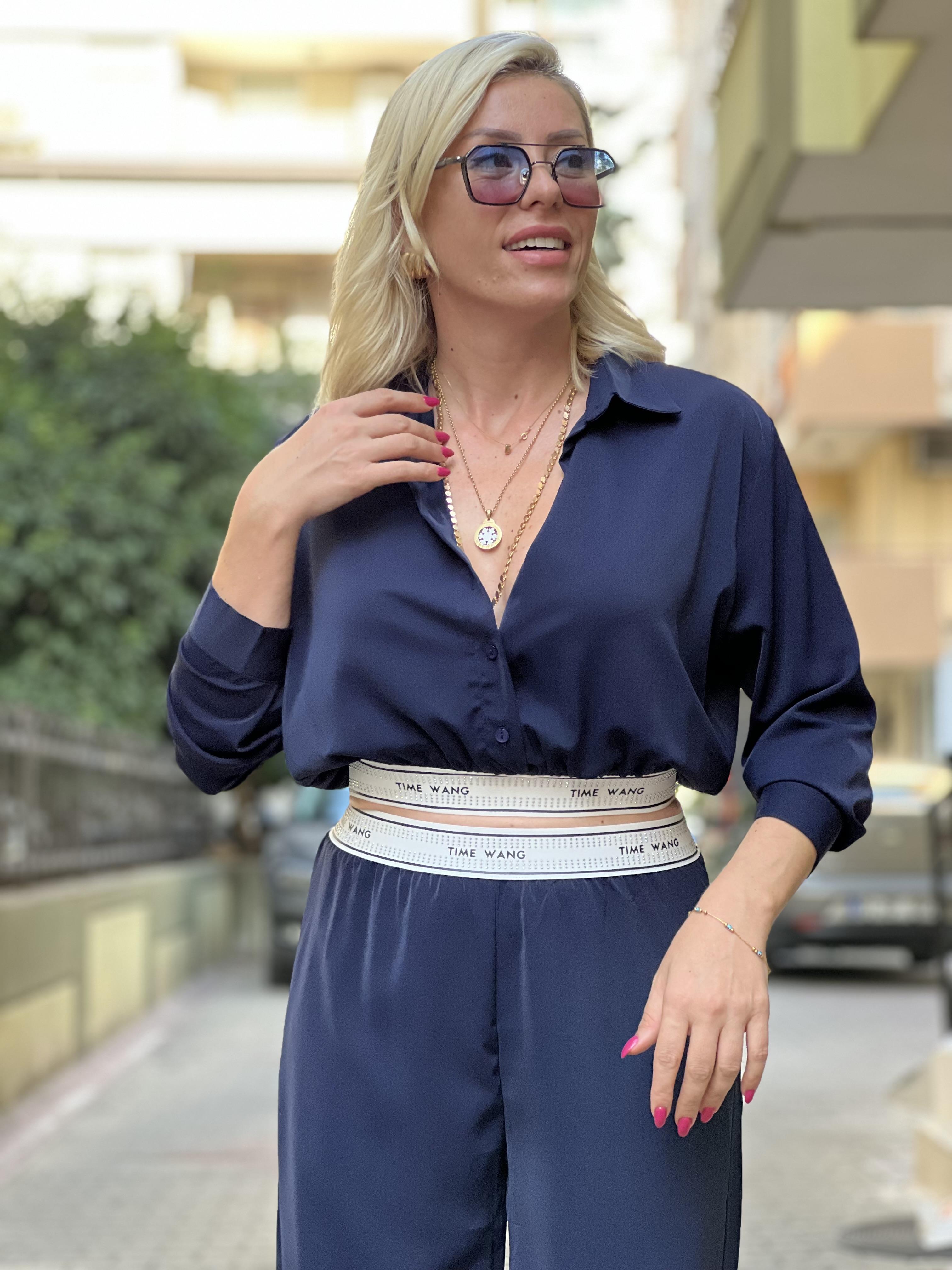 LİNS LACİVERT TAŞLI TAKIM 