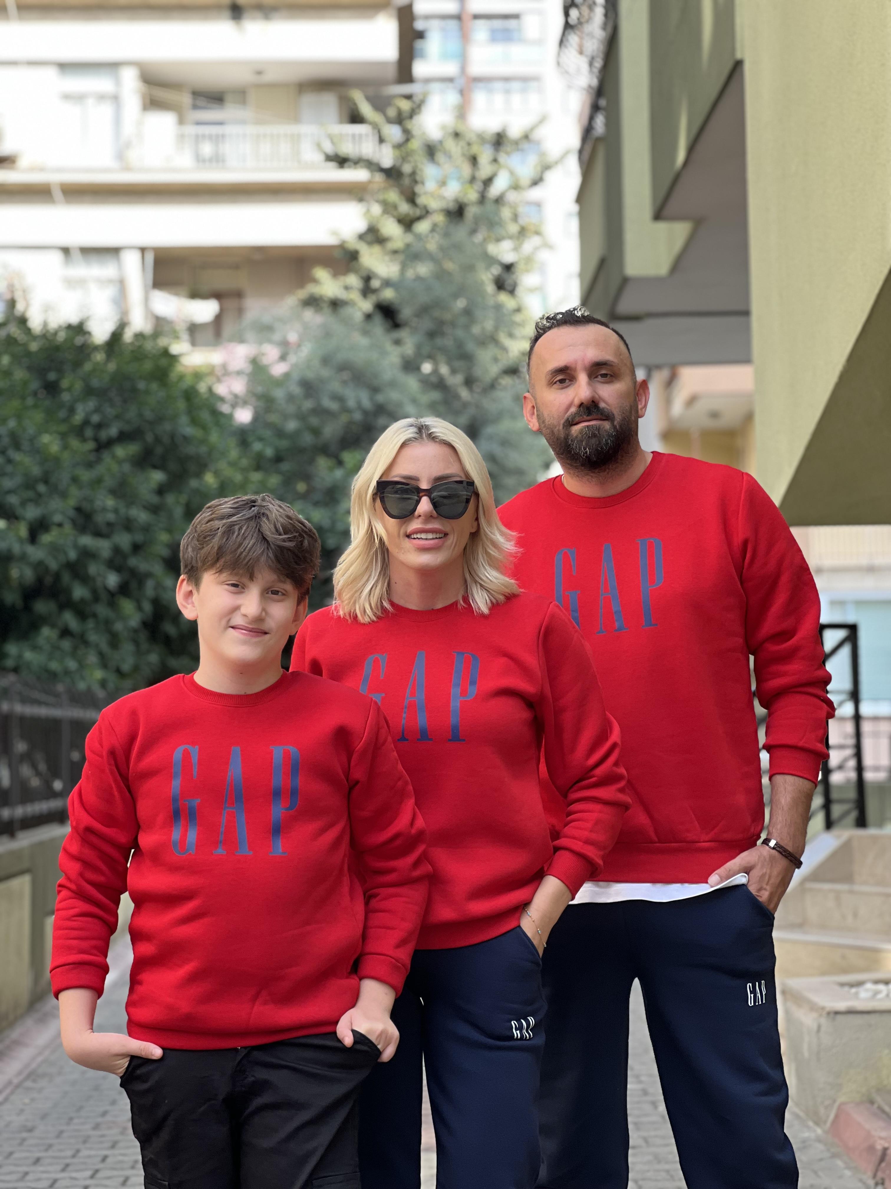 LONG KIRMIZI GAP SWEATSHİRT