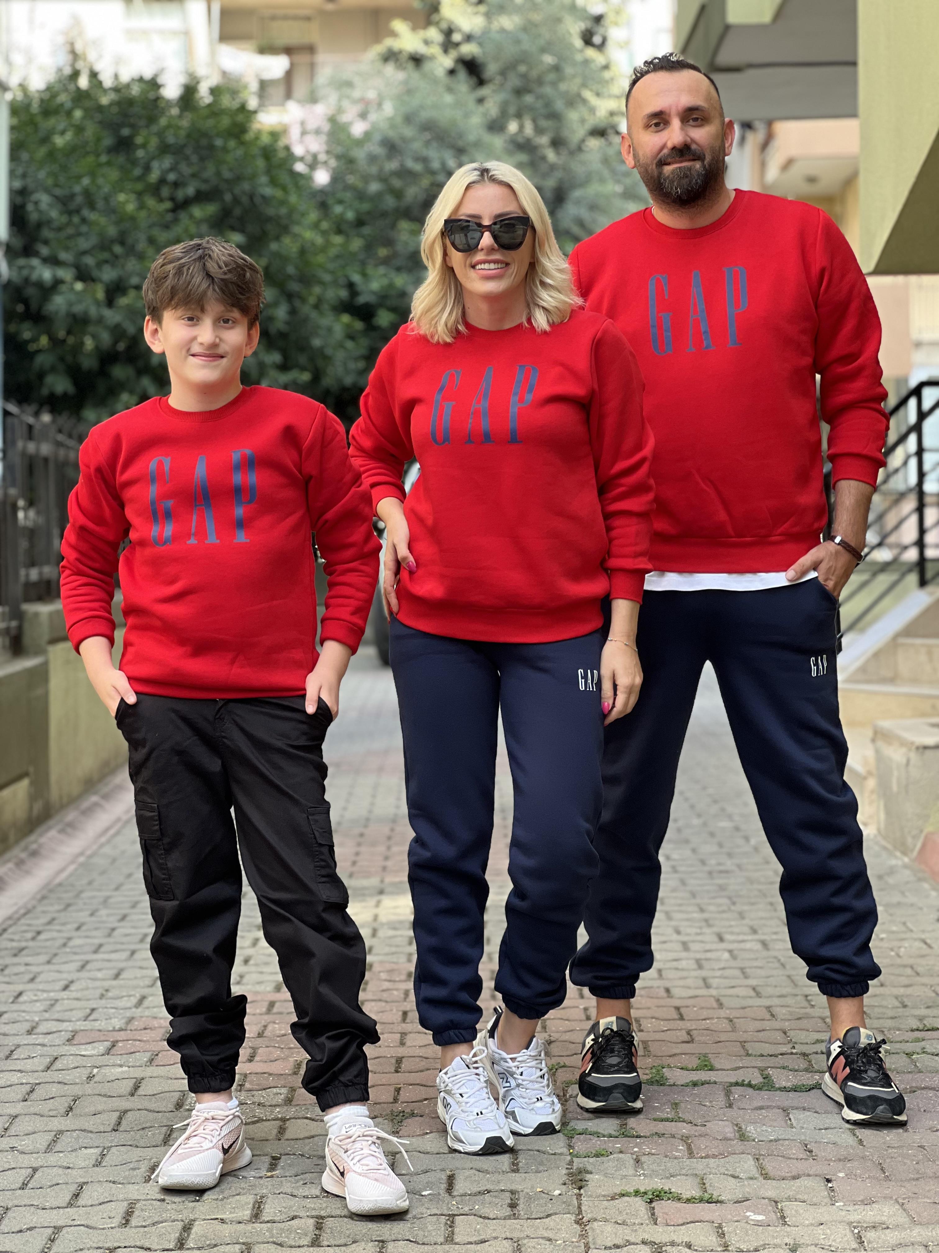 LONG KIRMIZI GAP SWEATSHİRT