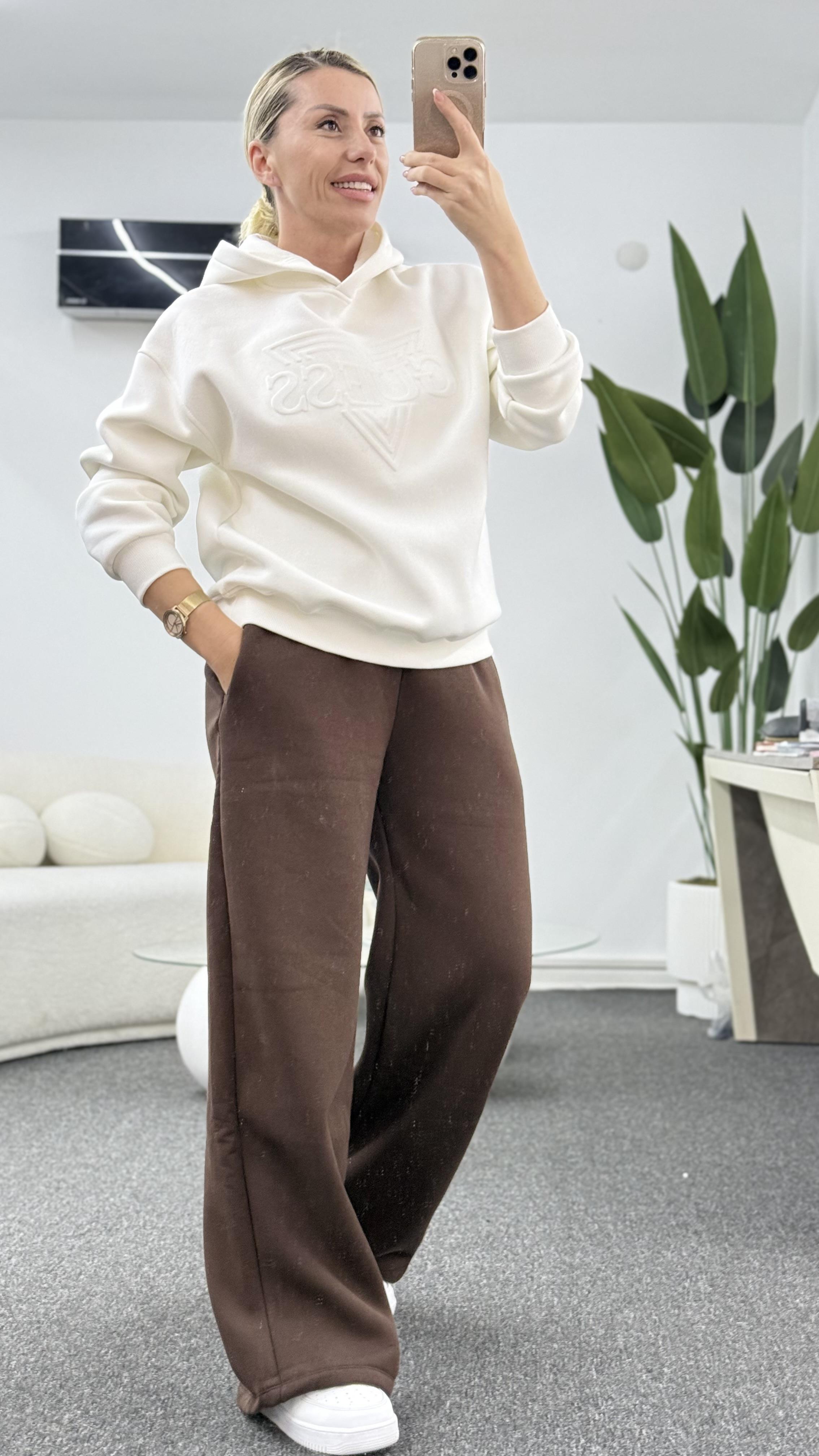 MİNSY BEYAZ KAPŞONLU SWEATSHIRT