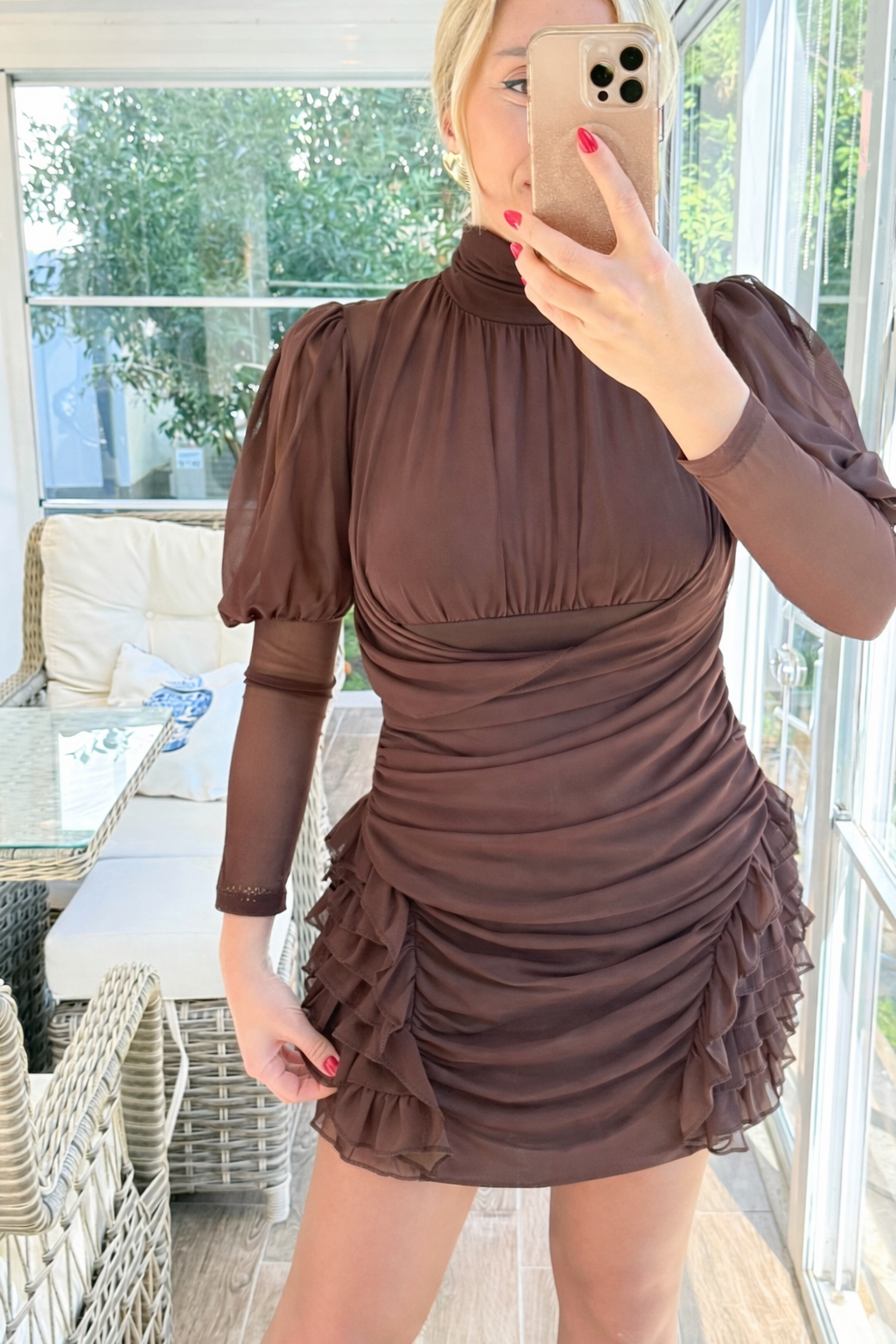 MITY KAHVE TÜL ELBİSE