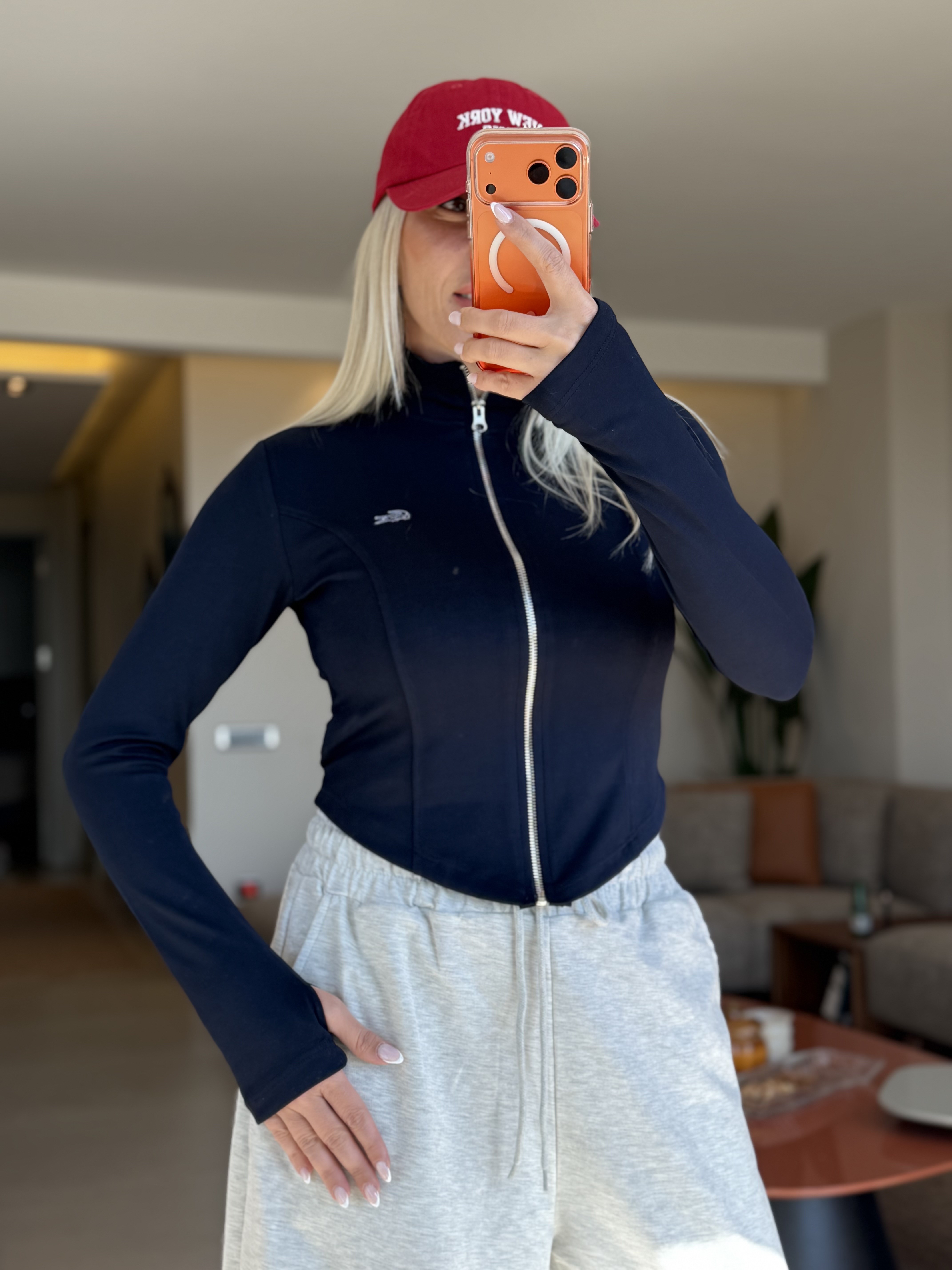 MONİCA LACİVERT FERMUARLI HIRKA
