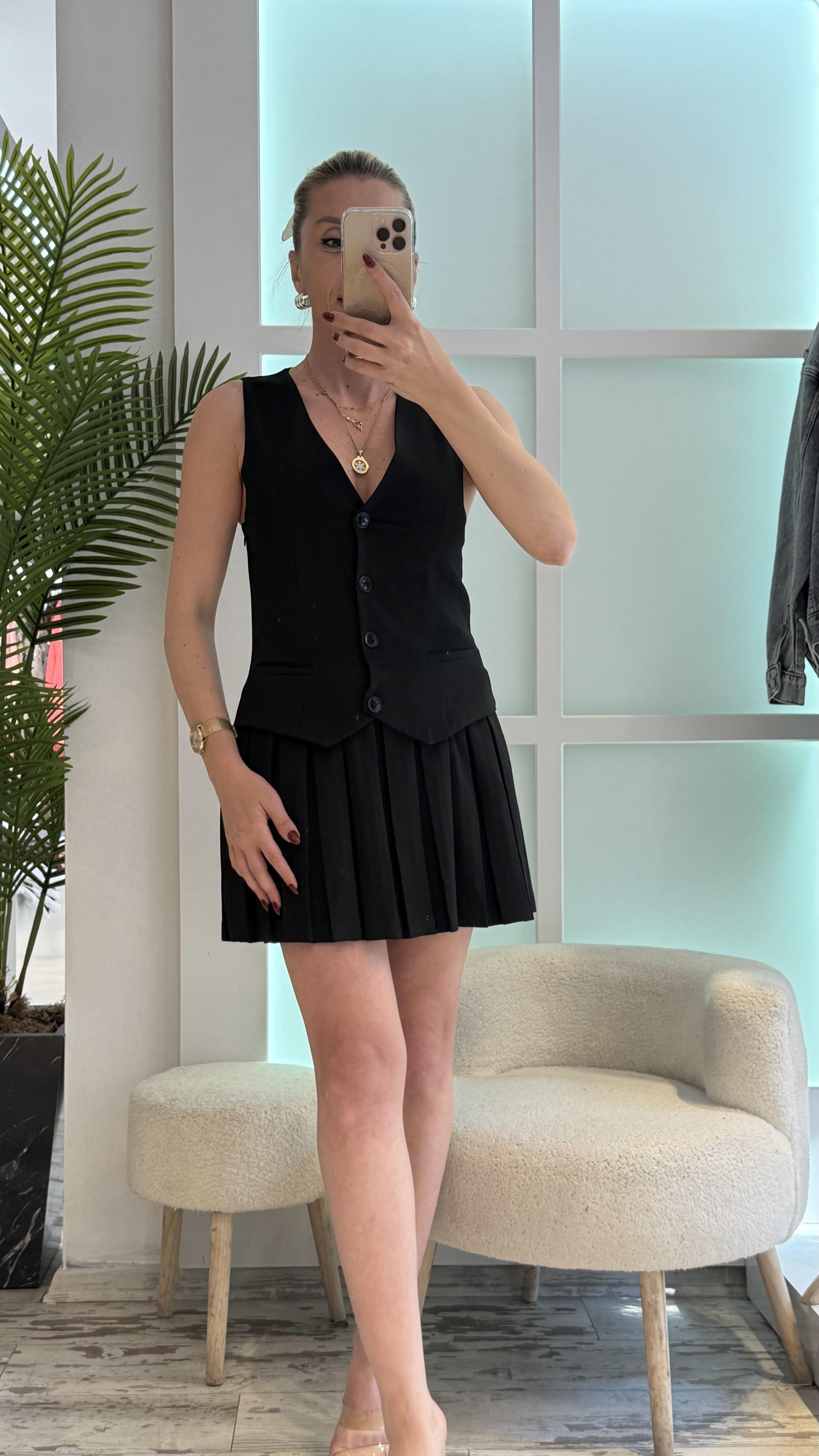 MONSTER SİYAH YELEK  ELBİSE