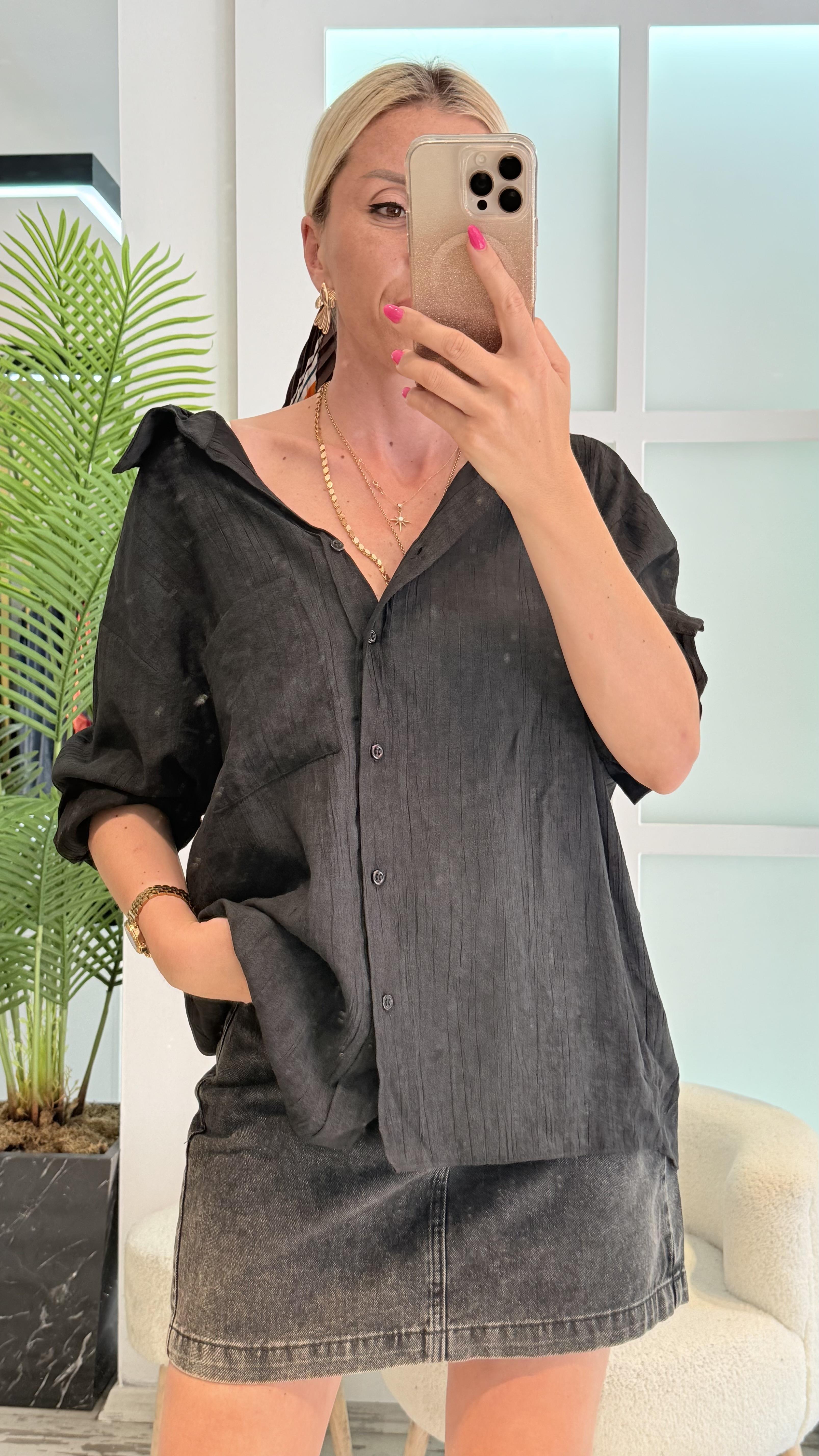 MUST VİZON SİYAH GÖMLEK