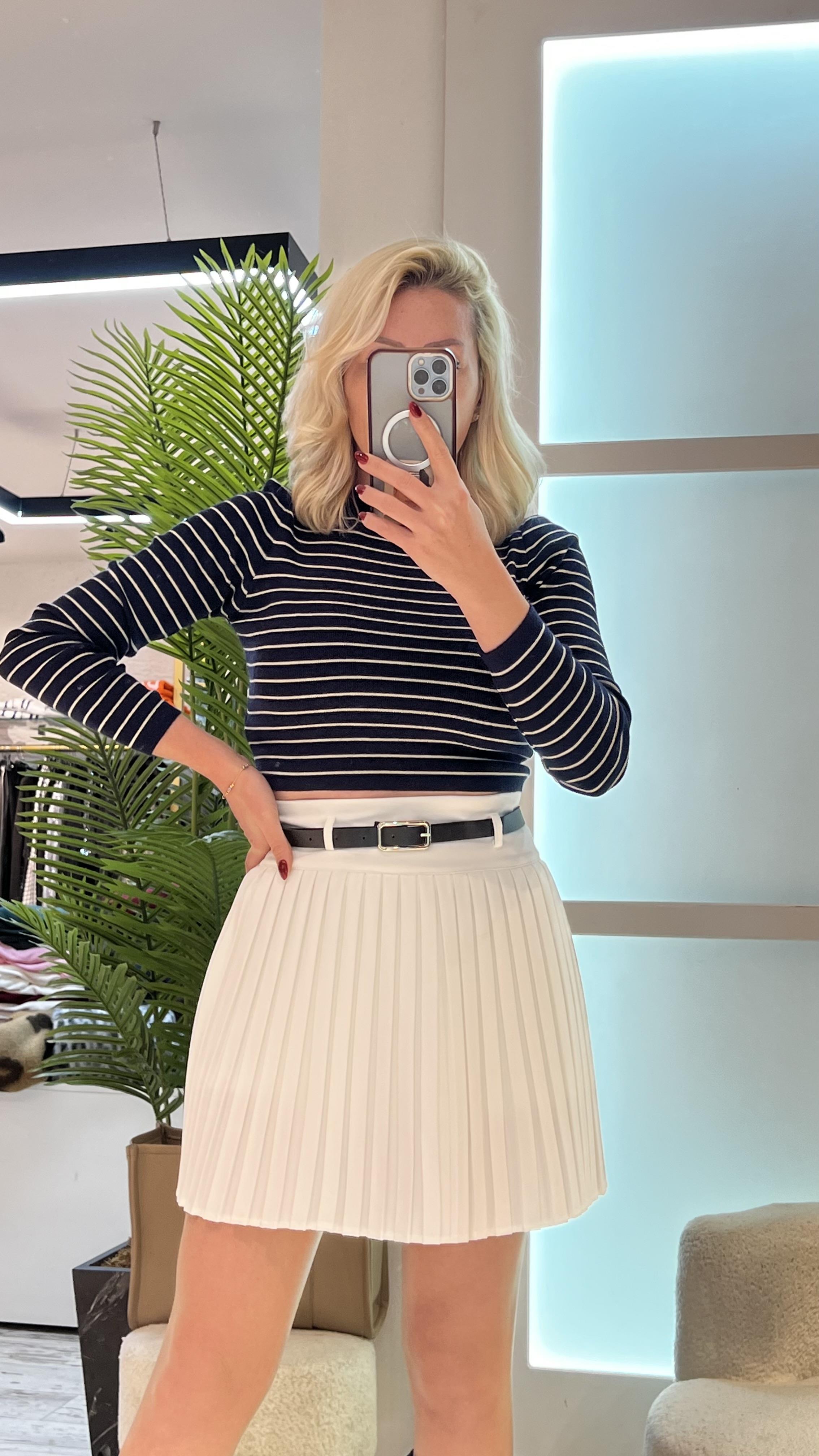 MYSİE LACİVERT ÇİZGİLİ TRİKO