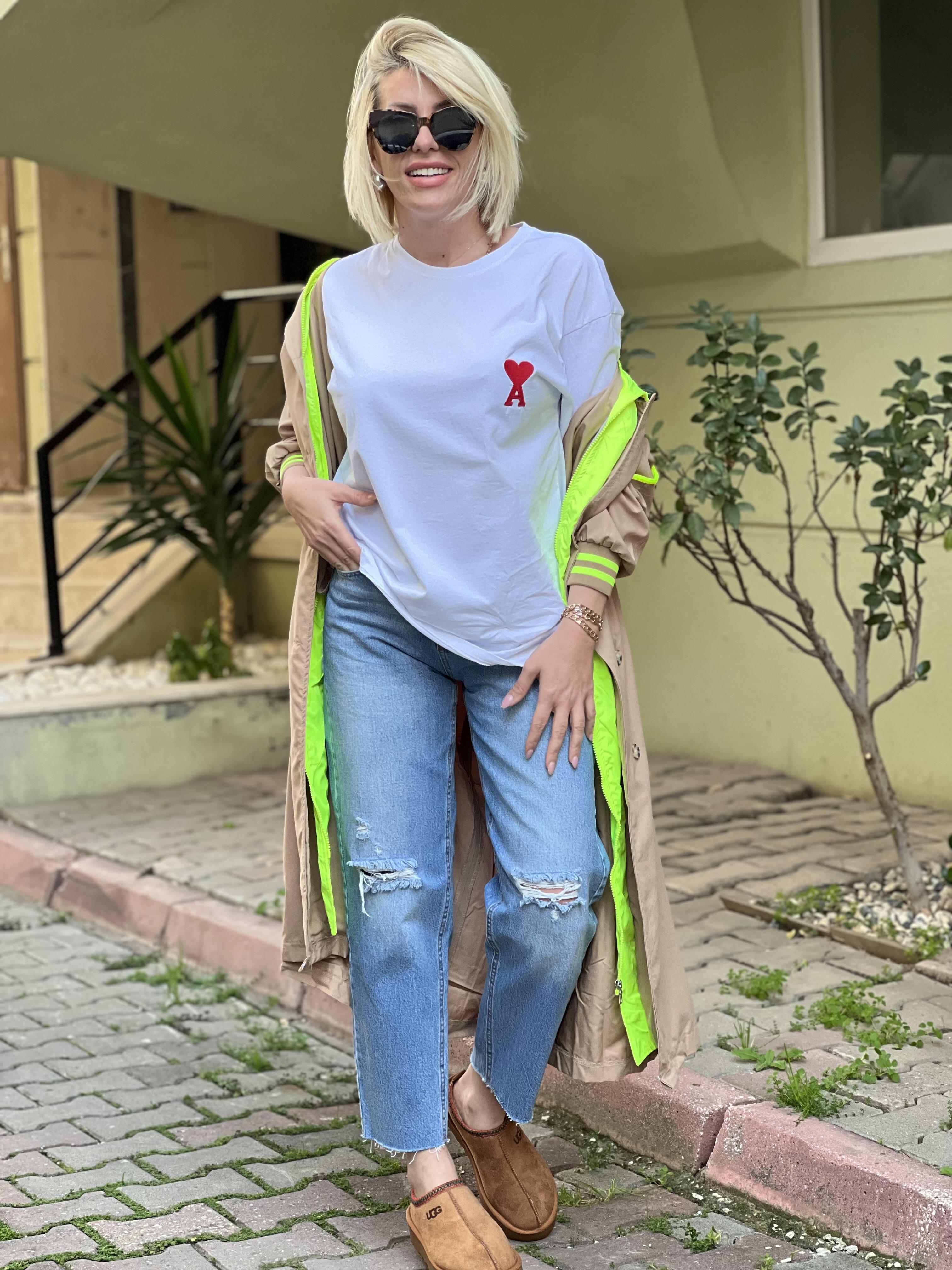 NEON YEŞİLLİ TRENÇ 