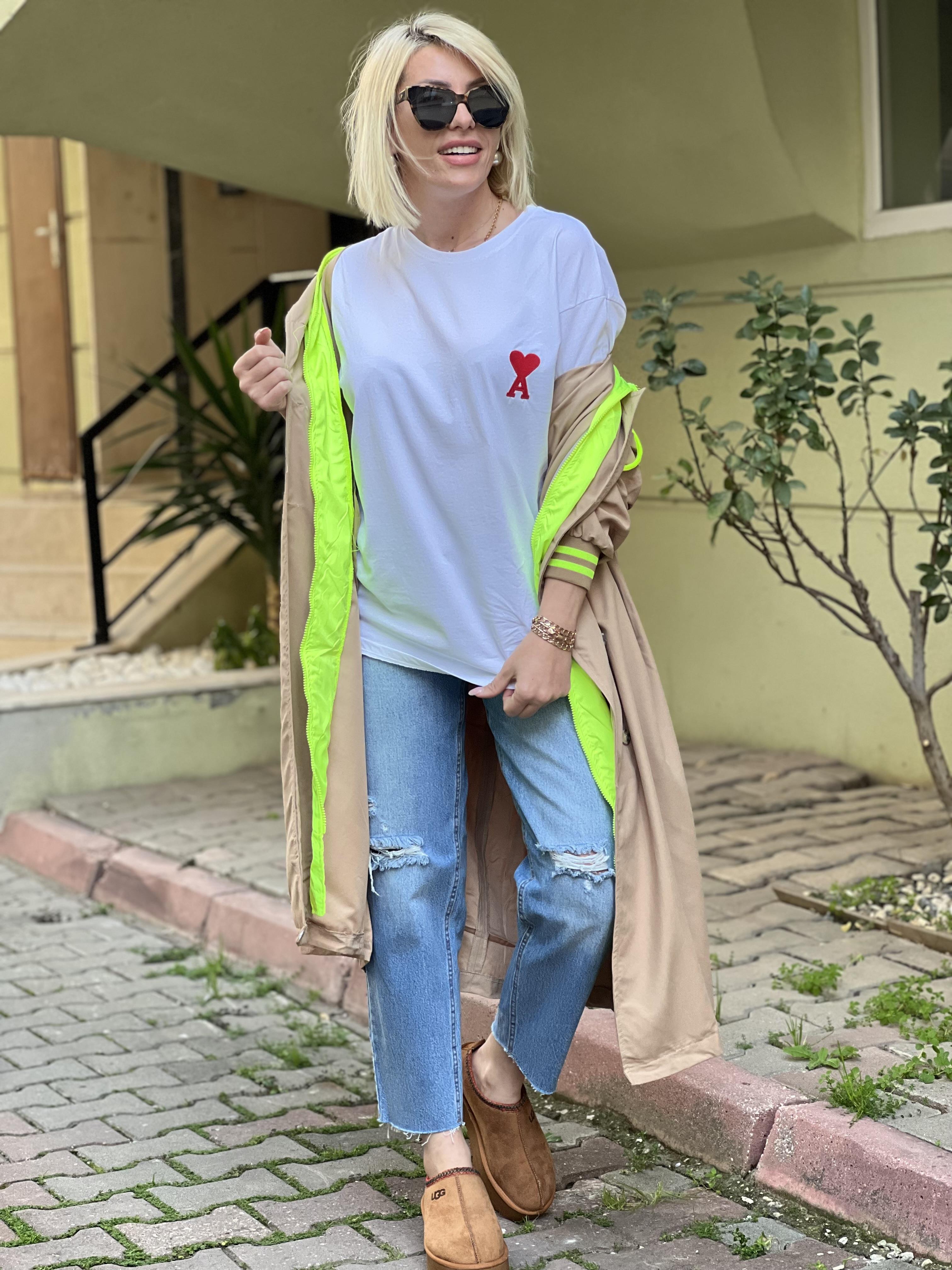 NEON YEŞİLLİ TRENÇ 