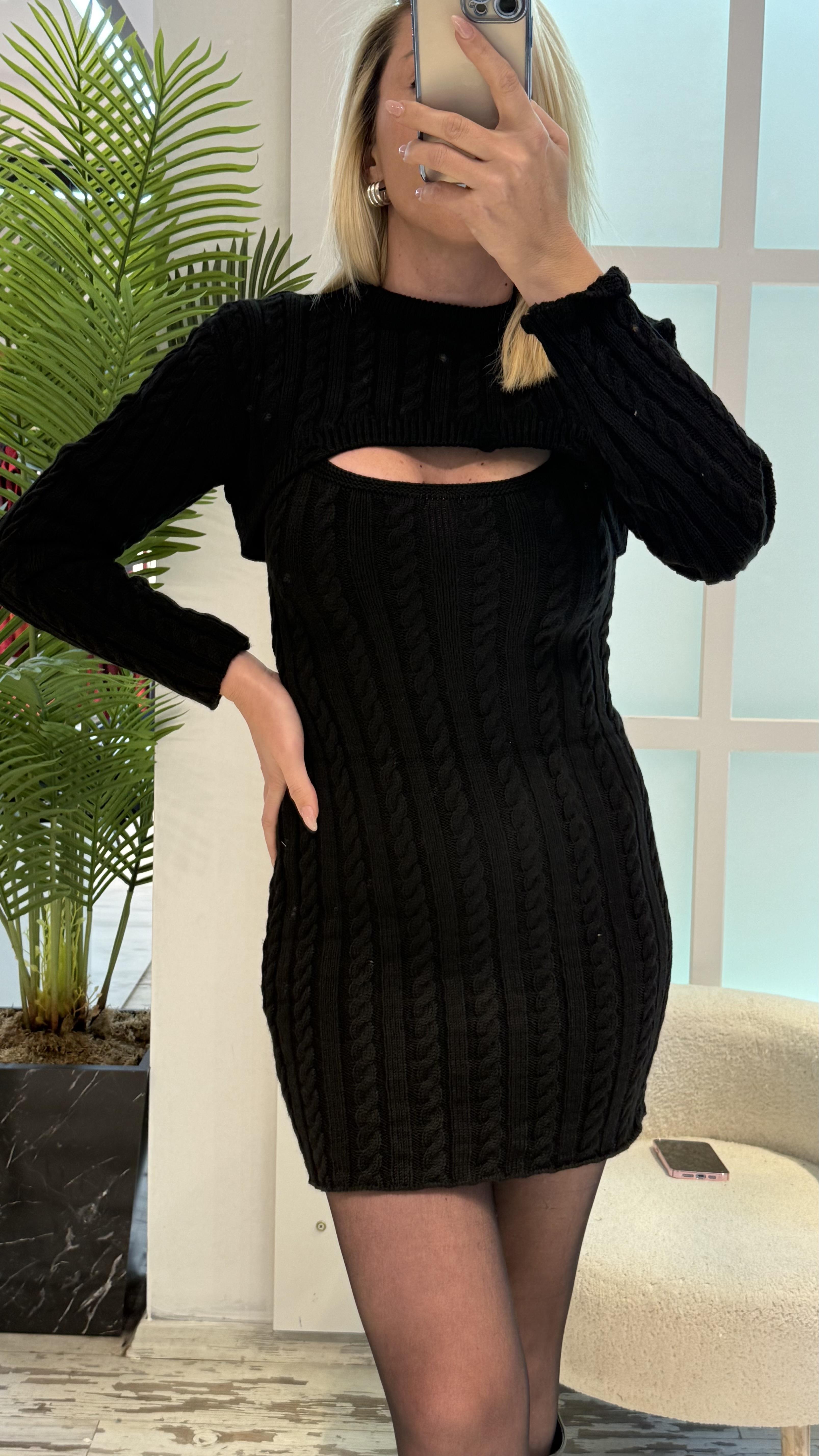 NİPES SİYAH TRİKO ELBİSE TAKIM