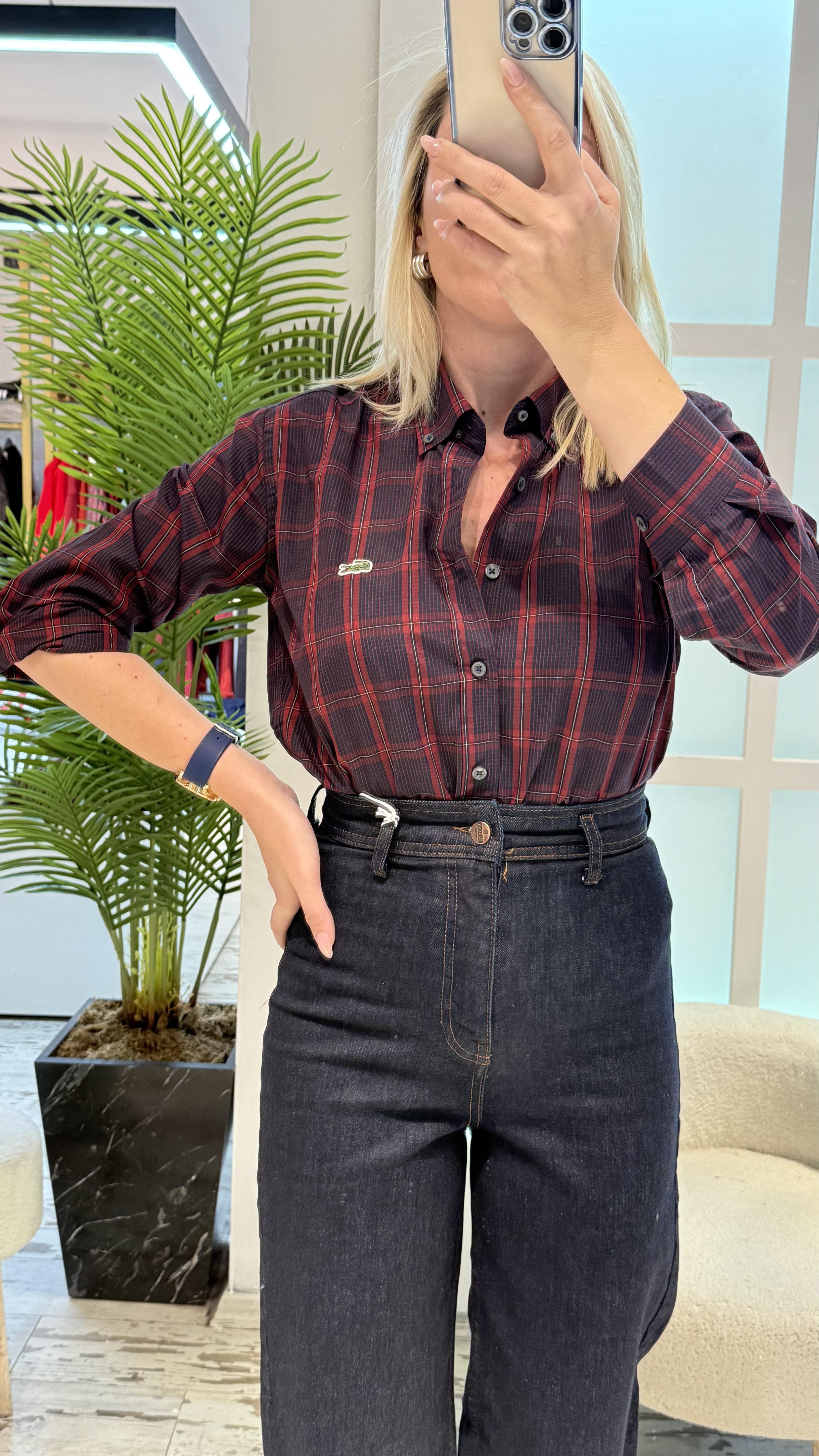 OCİE LACİVERT BORDO ÇİZGİLİ GÖMLEK