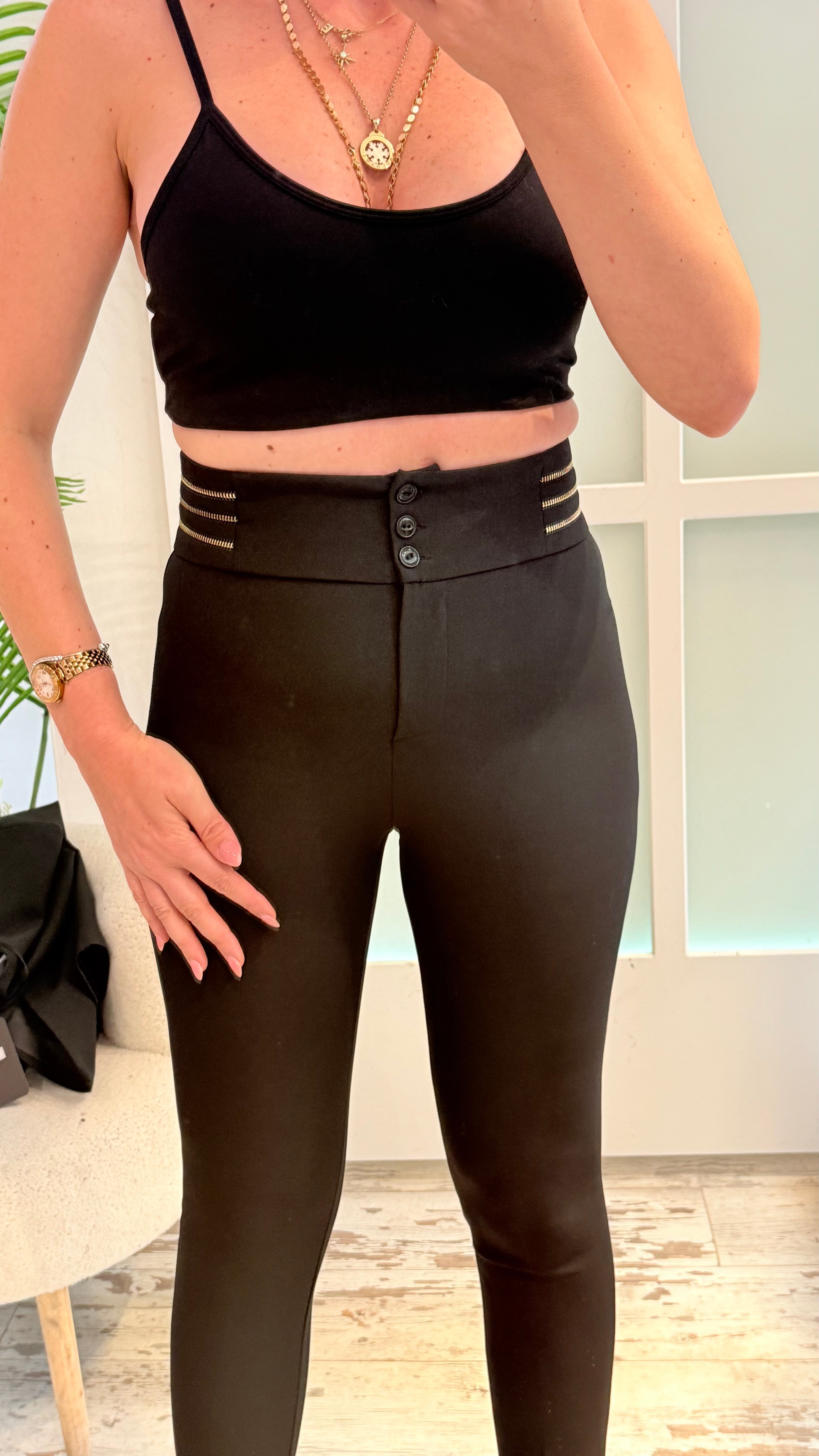 OKİS SİYAH GOLD DETAYLI PANTOLON