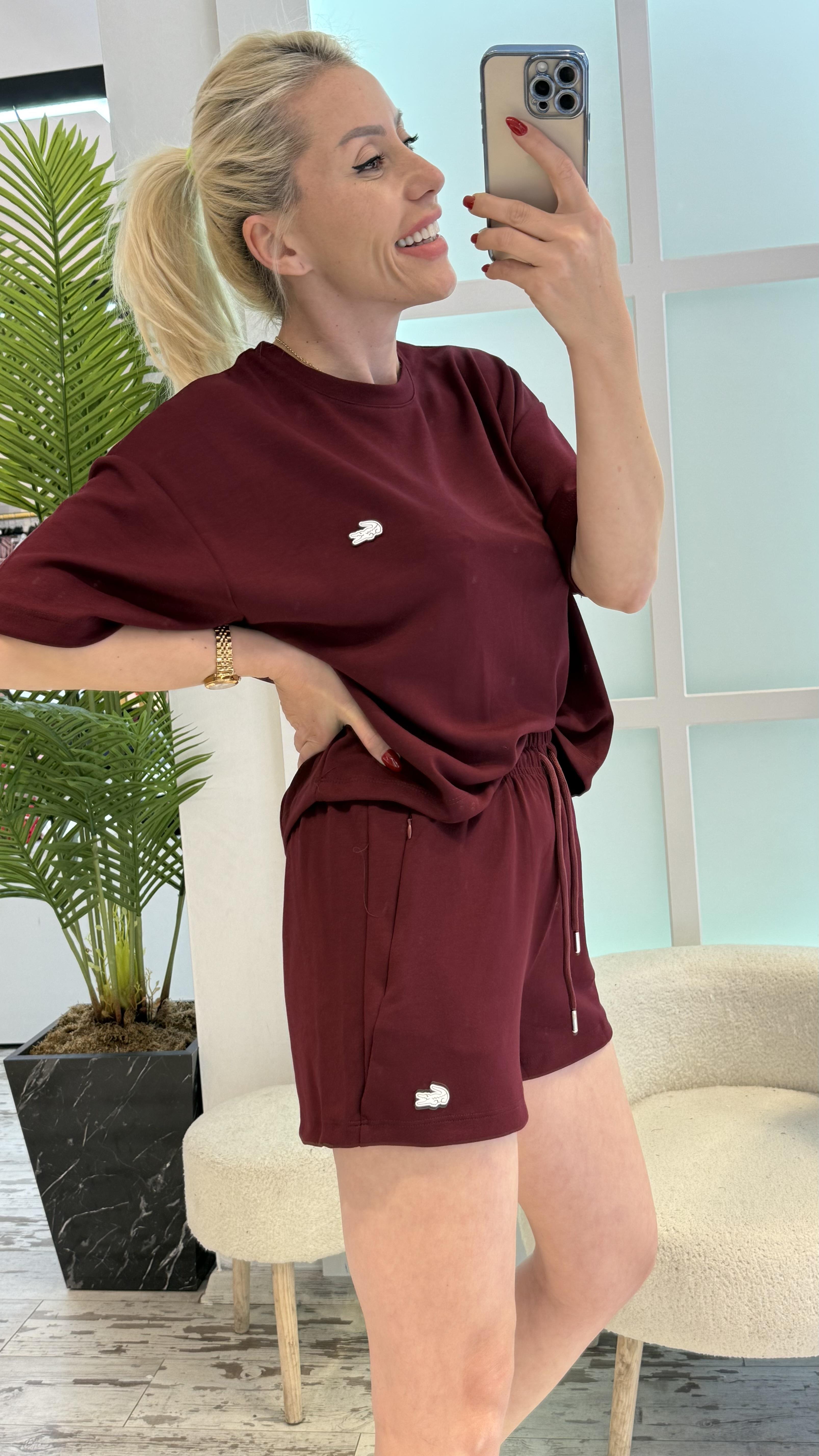 OSLO BORDO MODAL KUMAŞ ŞORTLU TAKIM