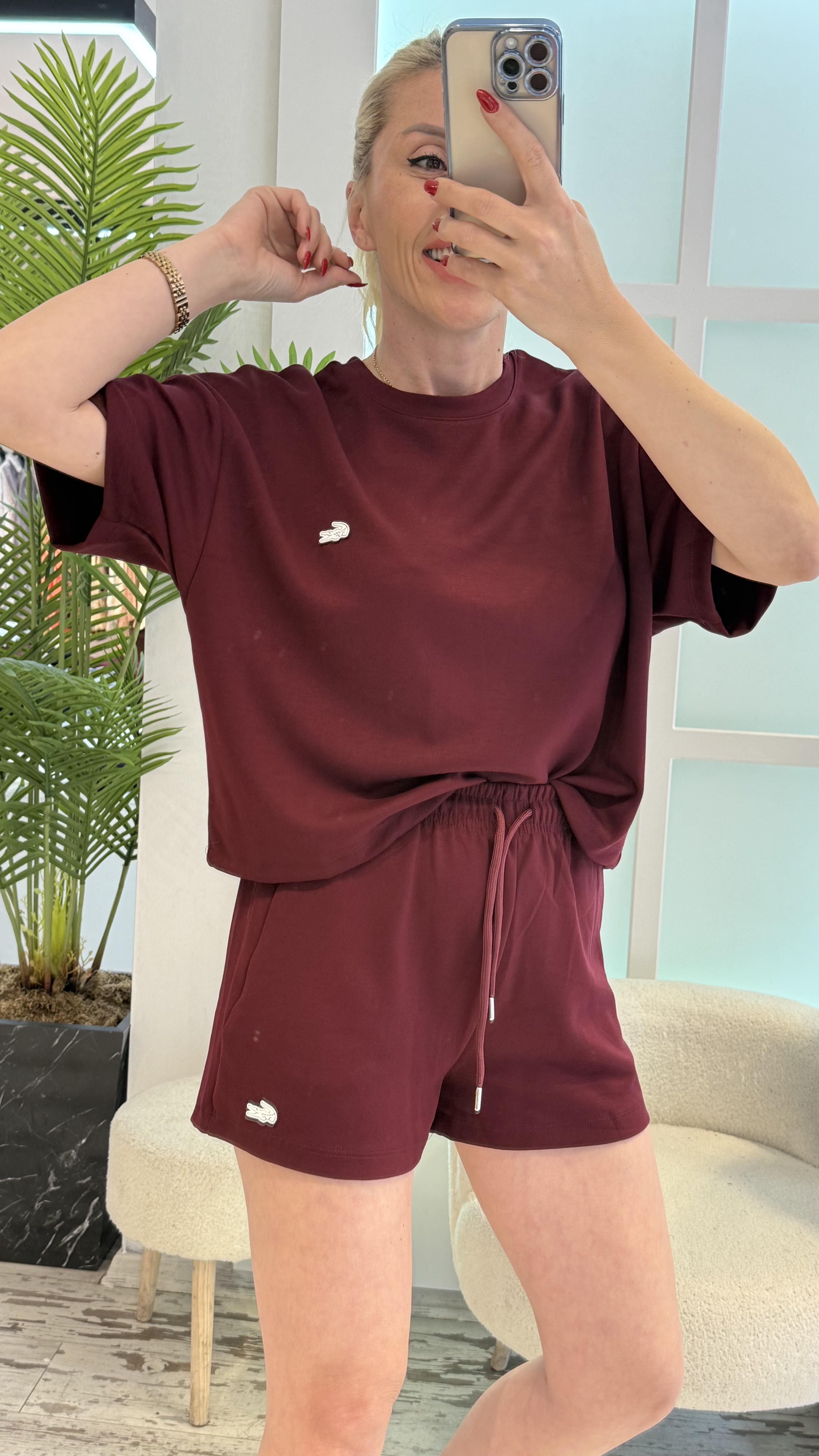 OSLO BORDO MODAL KUMAŞ ŞORTLU TAKIM