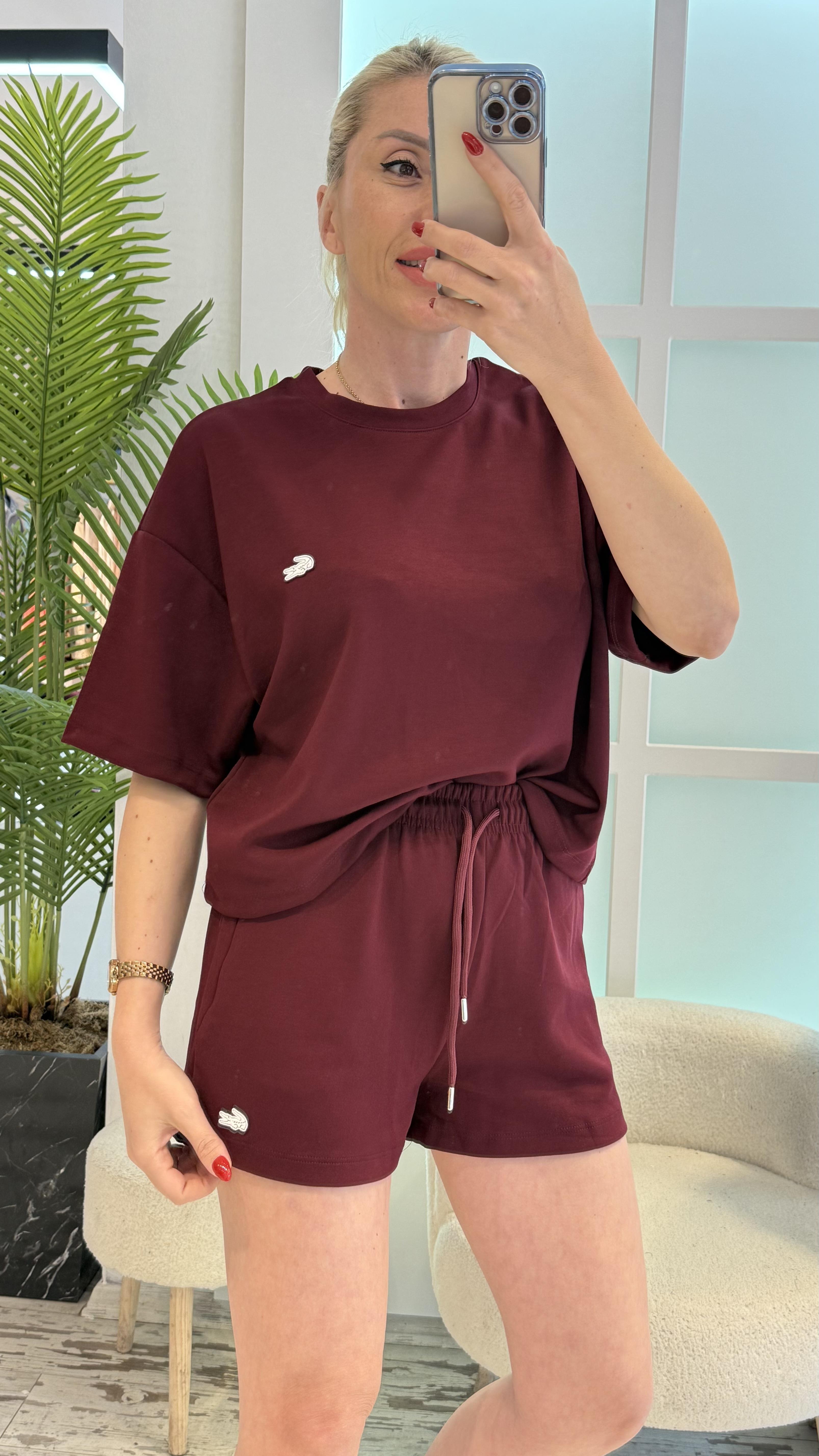 OSLO BORDO MODAL KUMAŞ ŞORTLU TAKIM