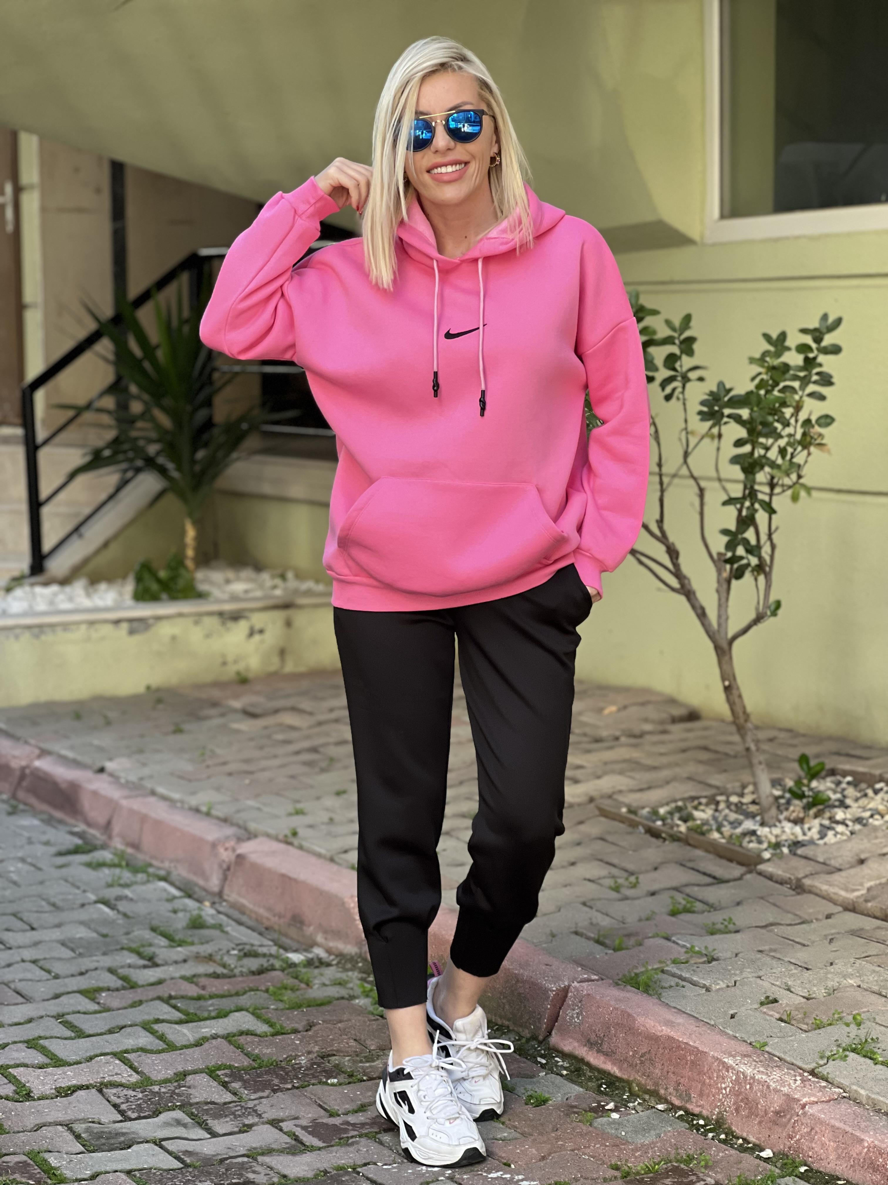 PEMBE KAPŞONLU SWEAT