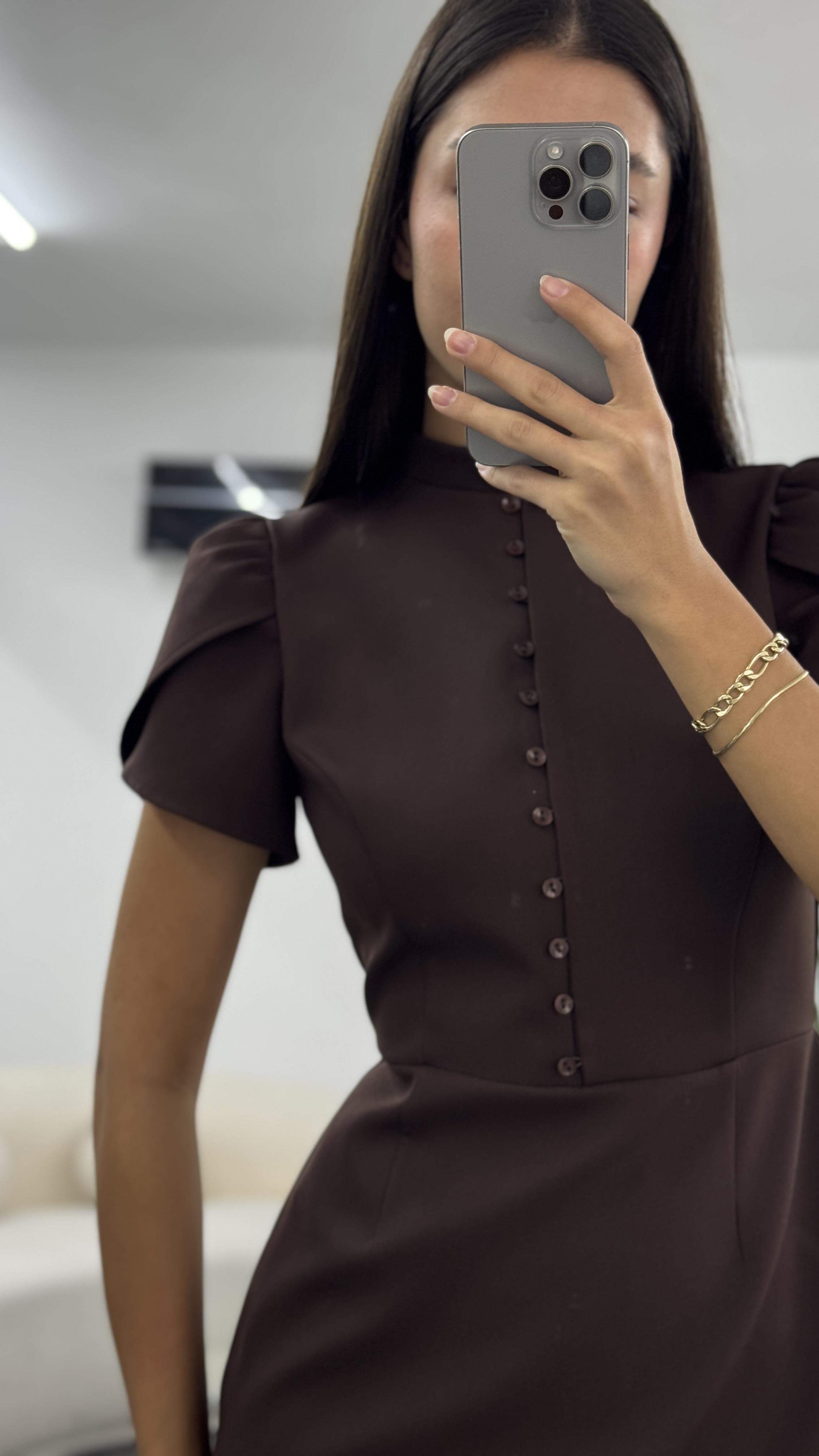 PERLA KAHVERENGİ ELBİSE 