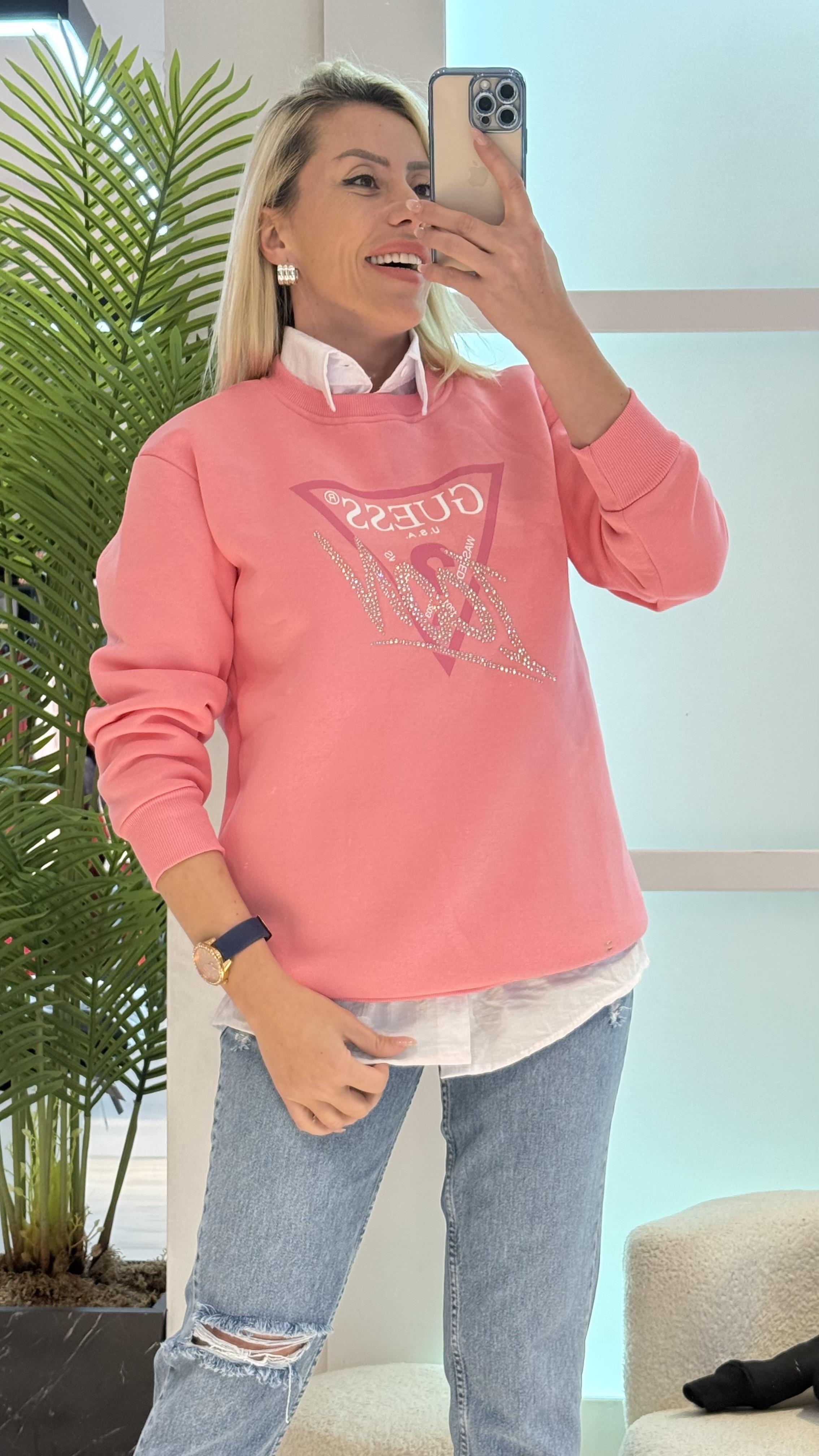 POPLY PEMBE TAŞLI SWEAT