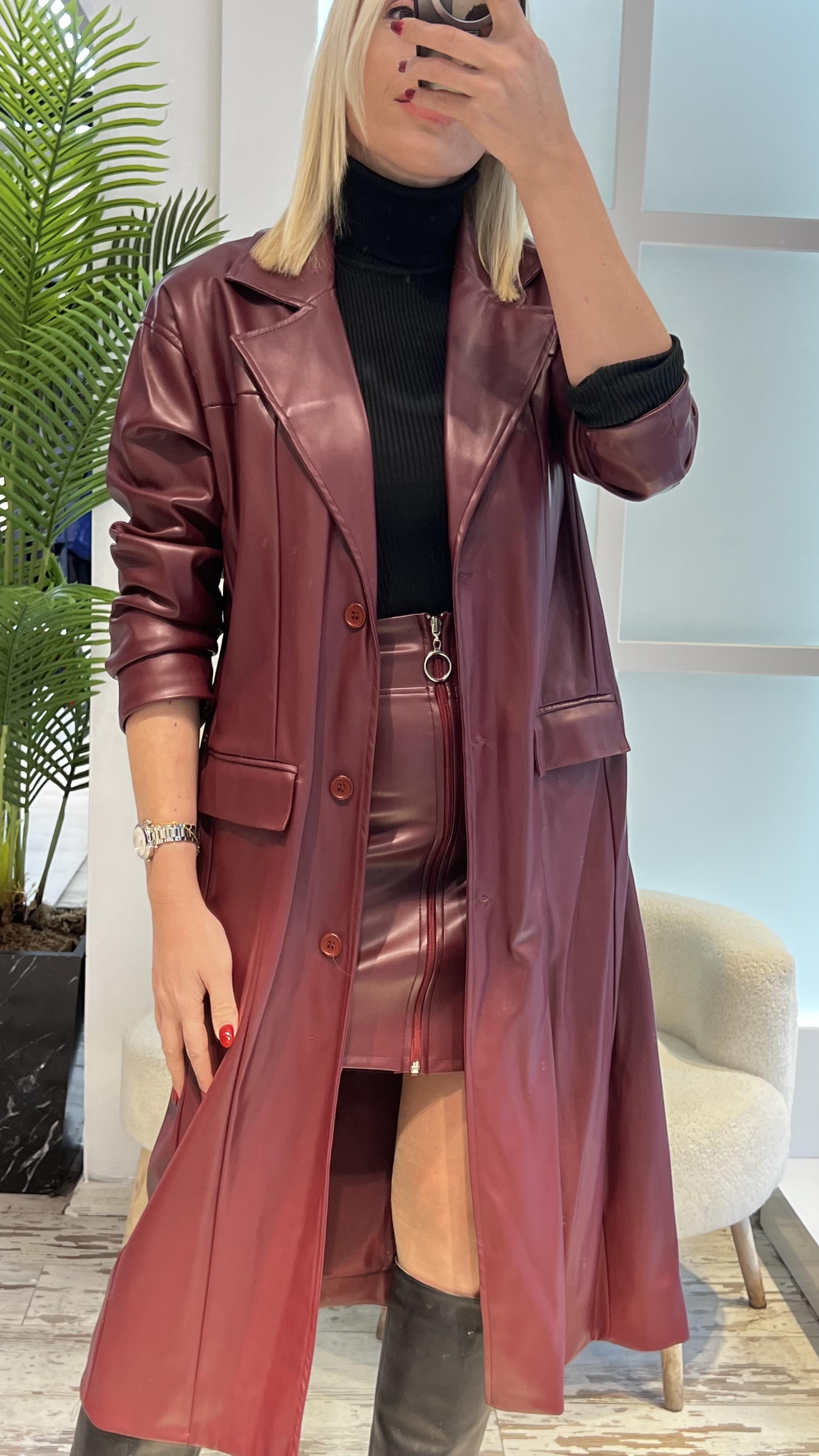 PUMP BORDO DERİ TRENÇ