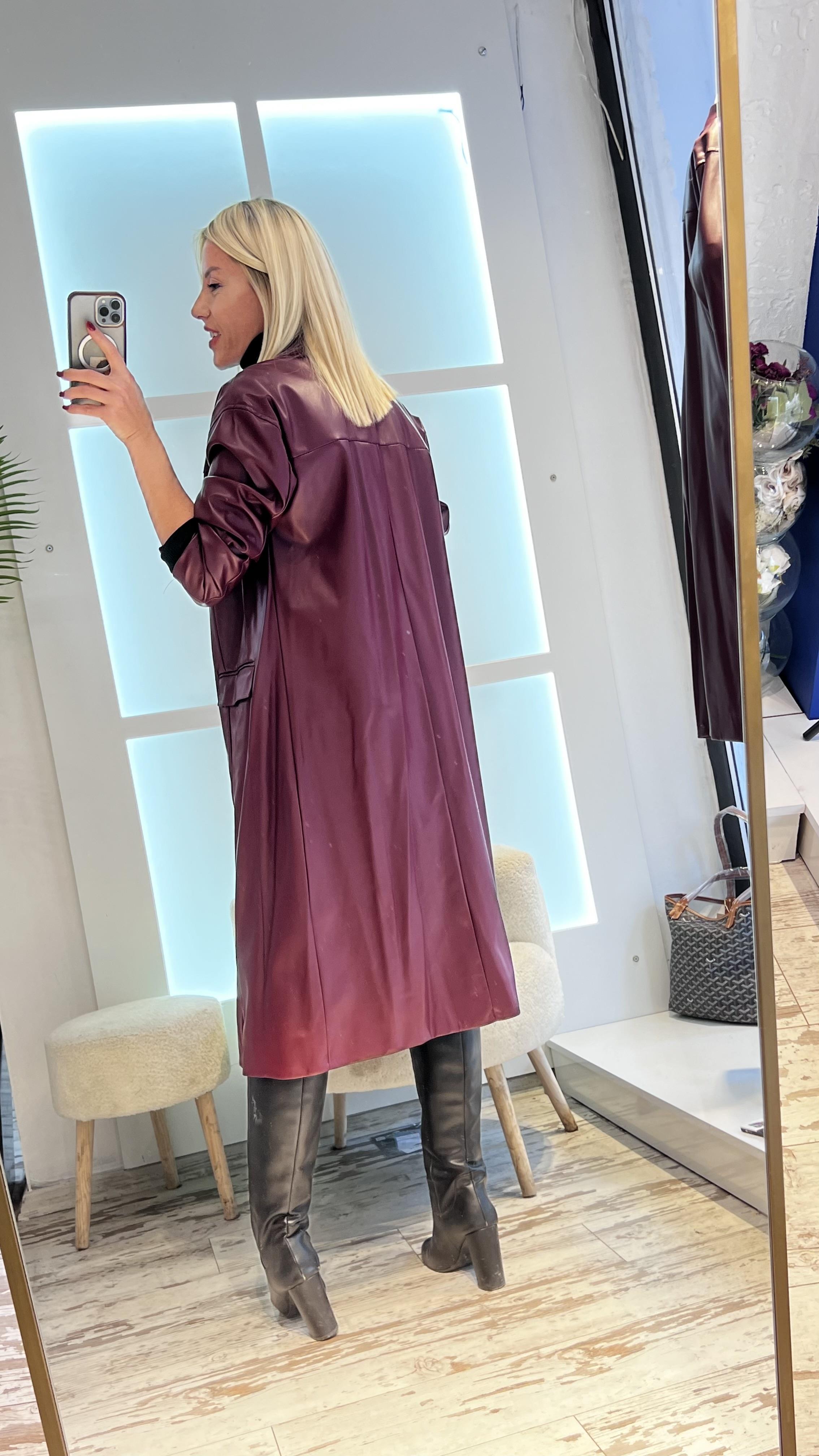 PUMP BORDO DERİ TRENÇ