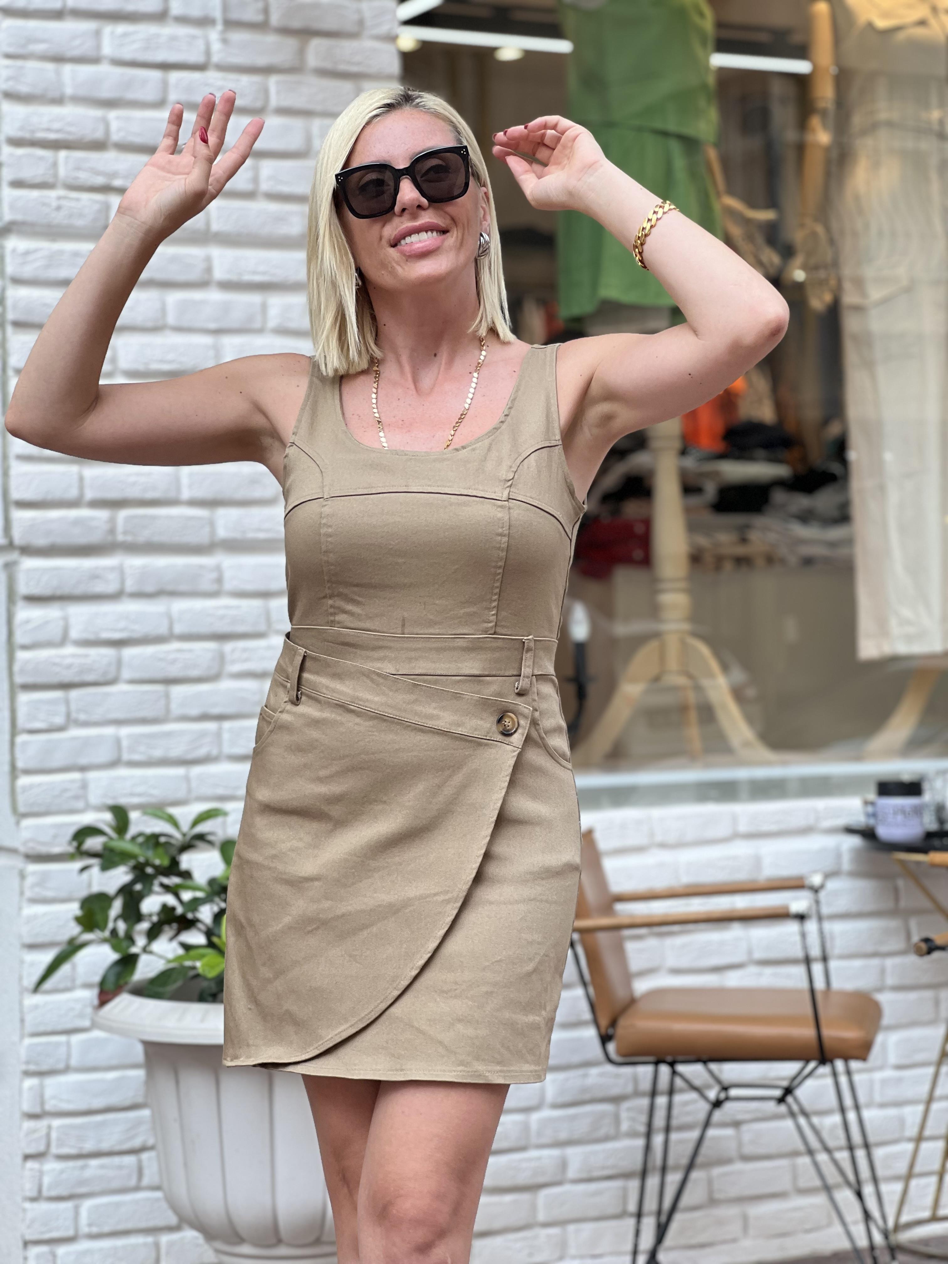 LIANA KOYU KAHVE ELBİSE 