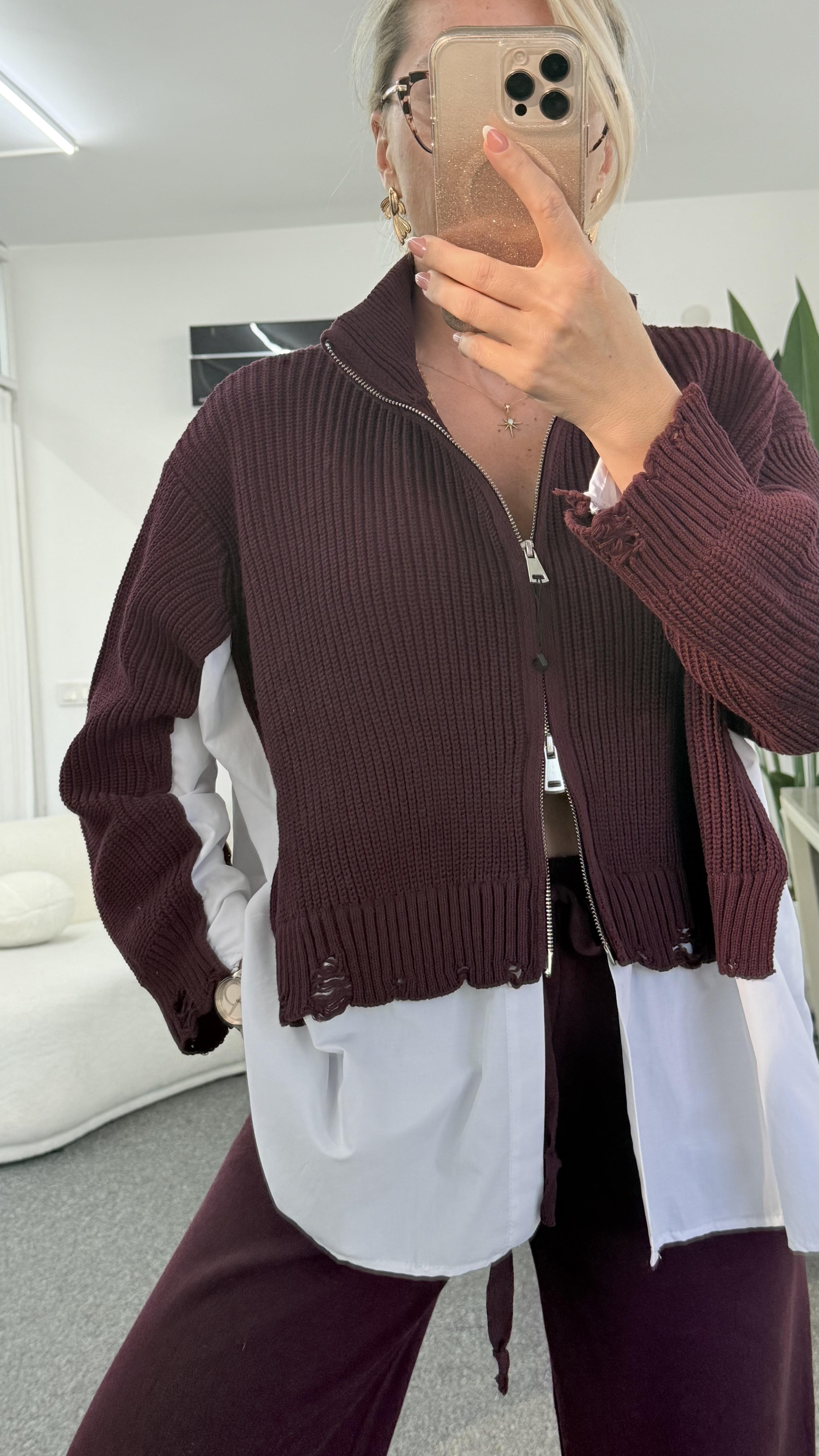 RONİX TRİKO GÖMLEK DETAYLI BORDO TAKIM