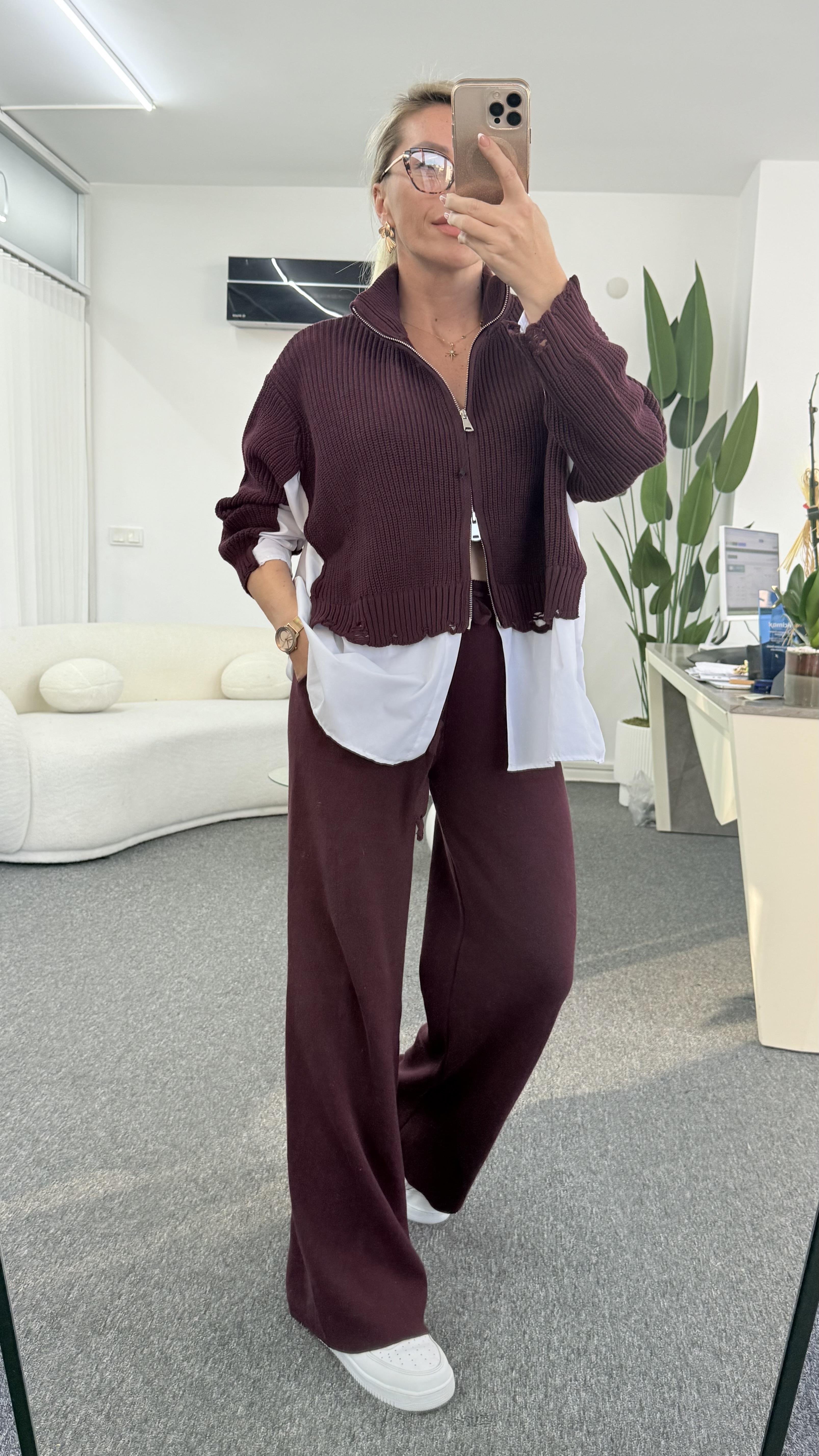 RONİX TRİKO GÖMLEK DETAYLI BORDO TAKIM