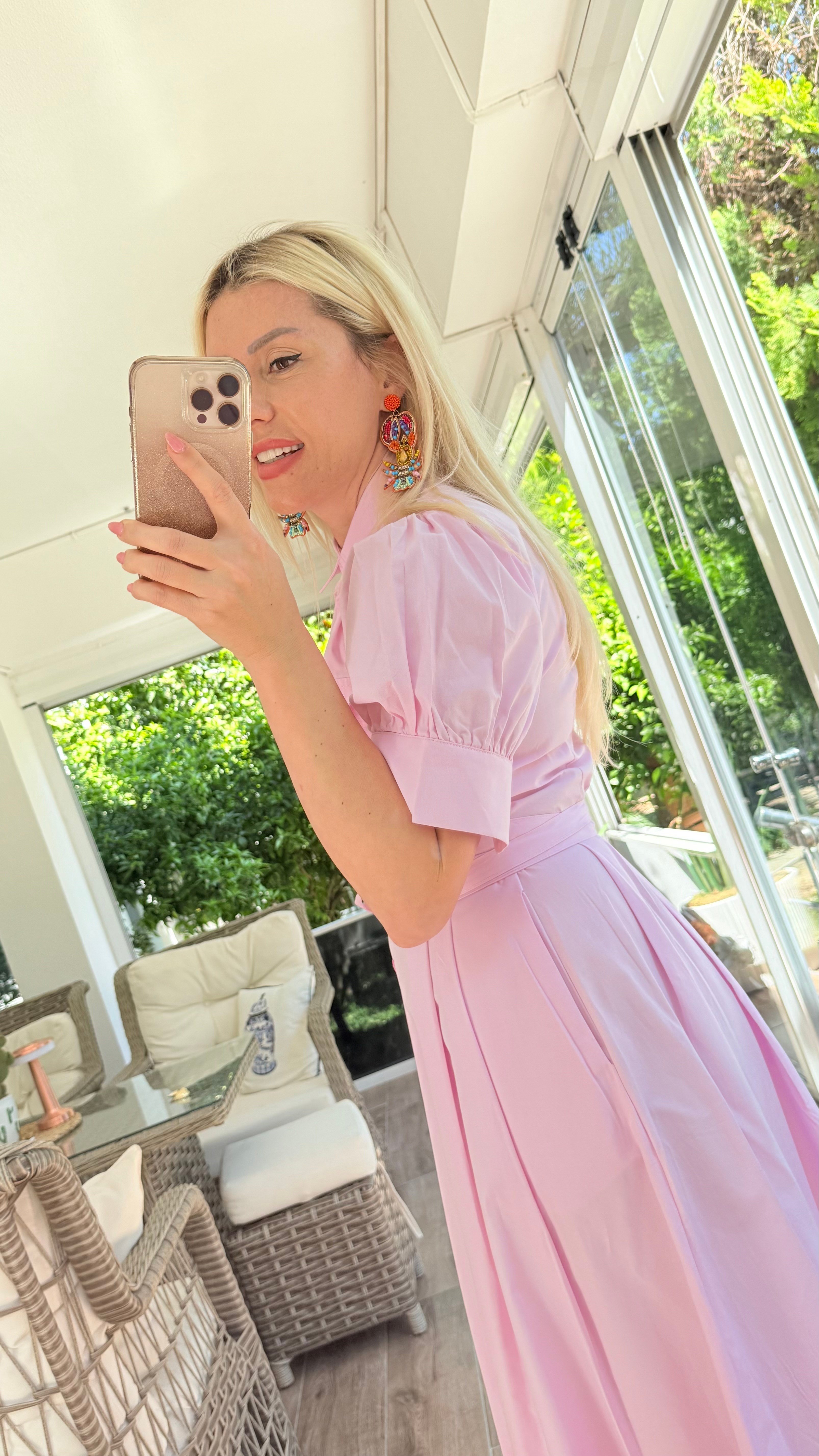 ŞİLA PEMBE GÖMLEK ELBİSE 