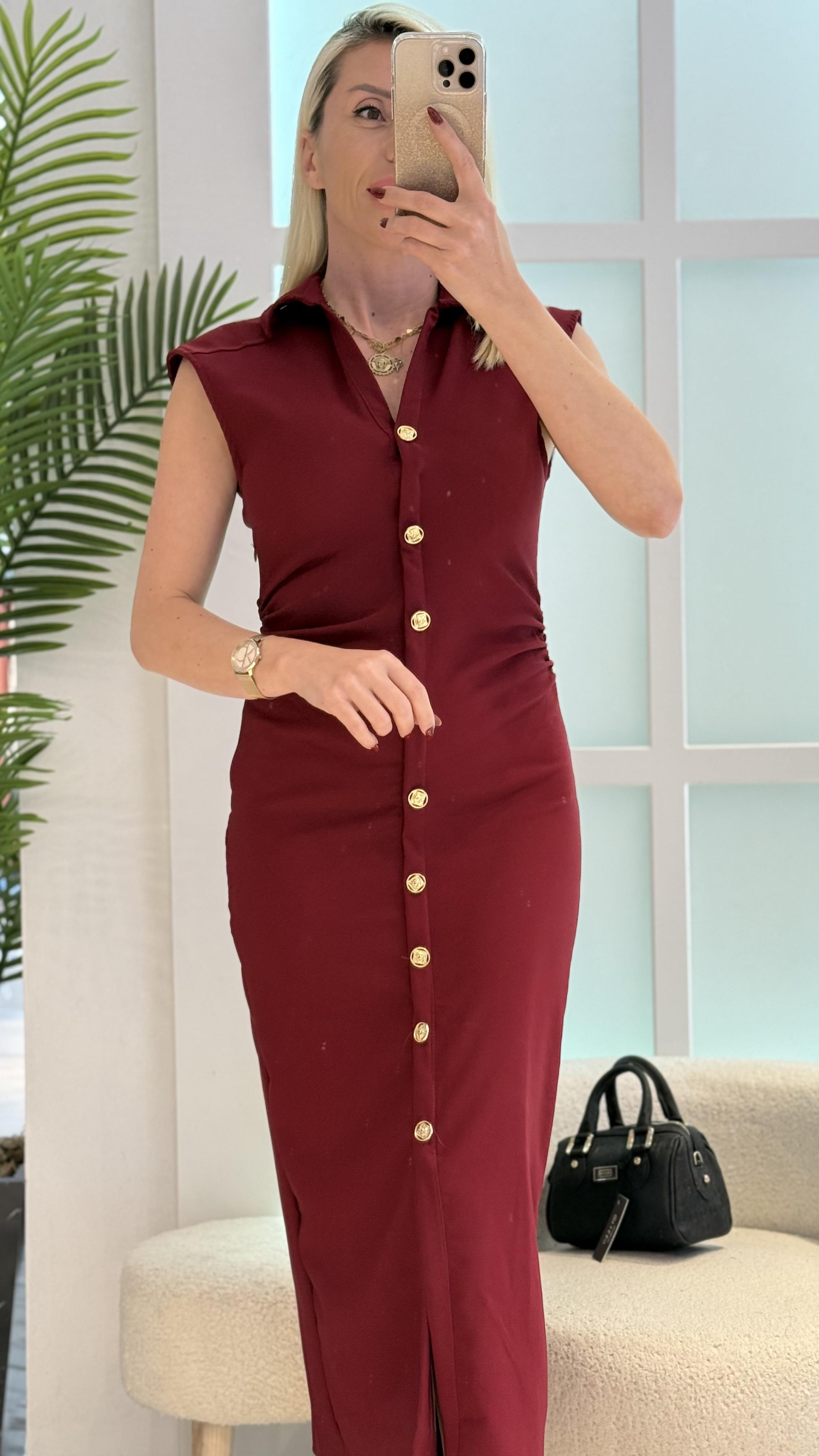 SİSU CREP BORDO ELBİSE