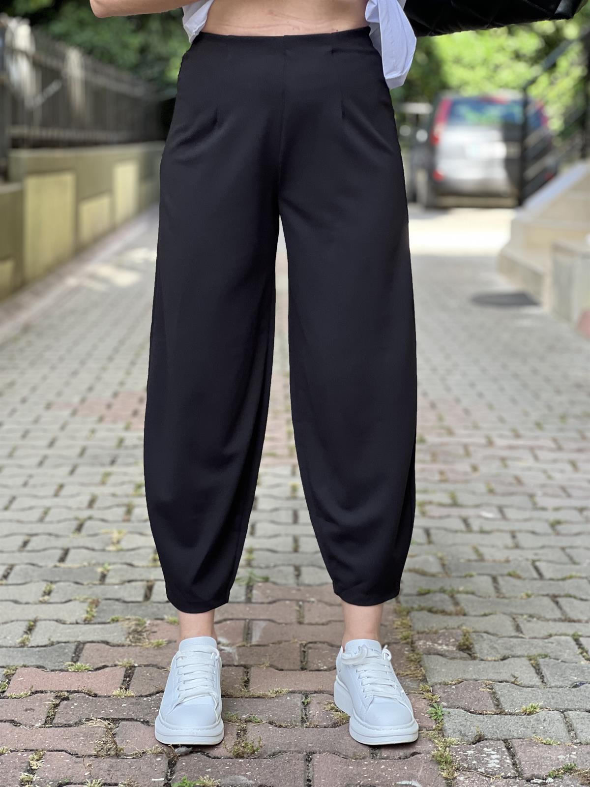 Siyah crep pantolon 