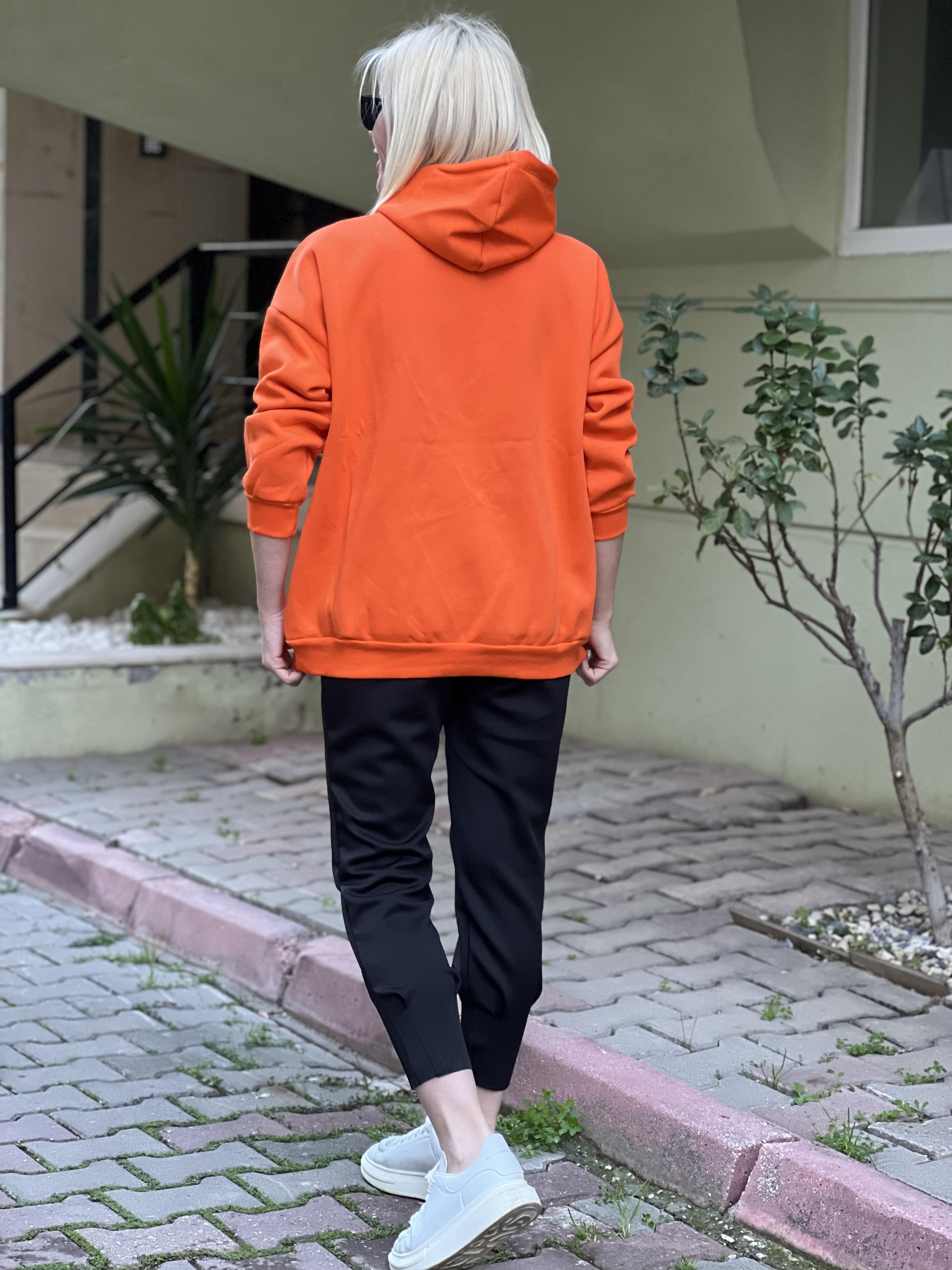 TURUNCU KAPŞONLU SWEAT