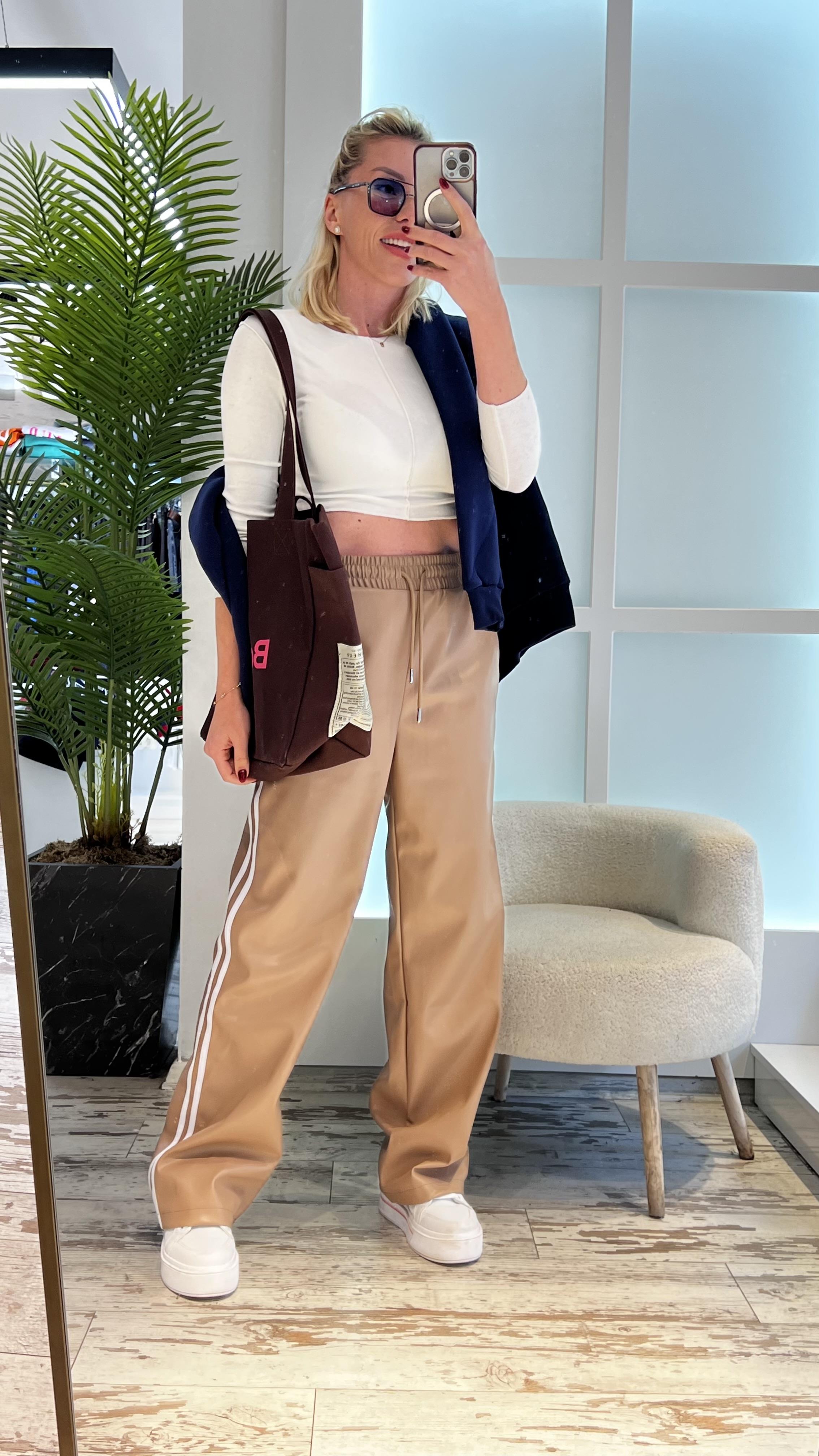 WİNTRİ BEJ DERİ PANTOLON