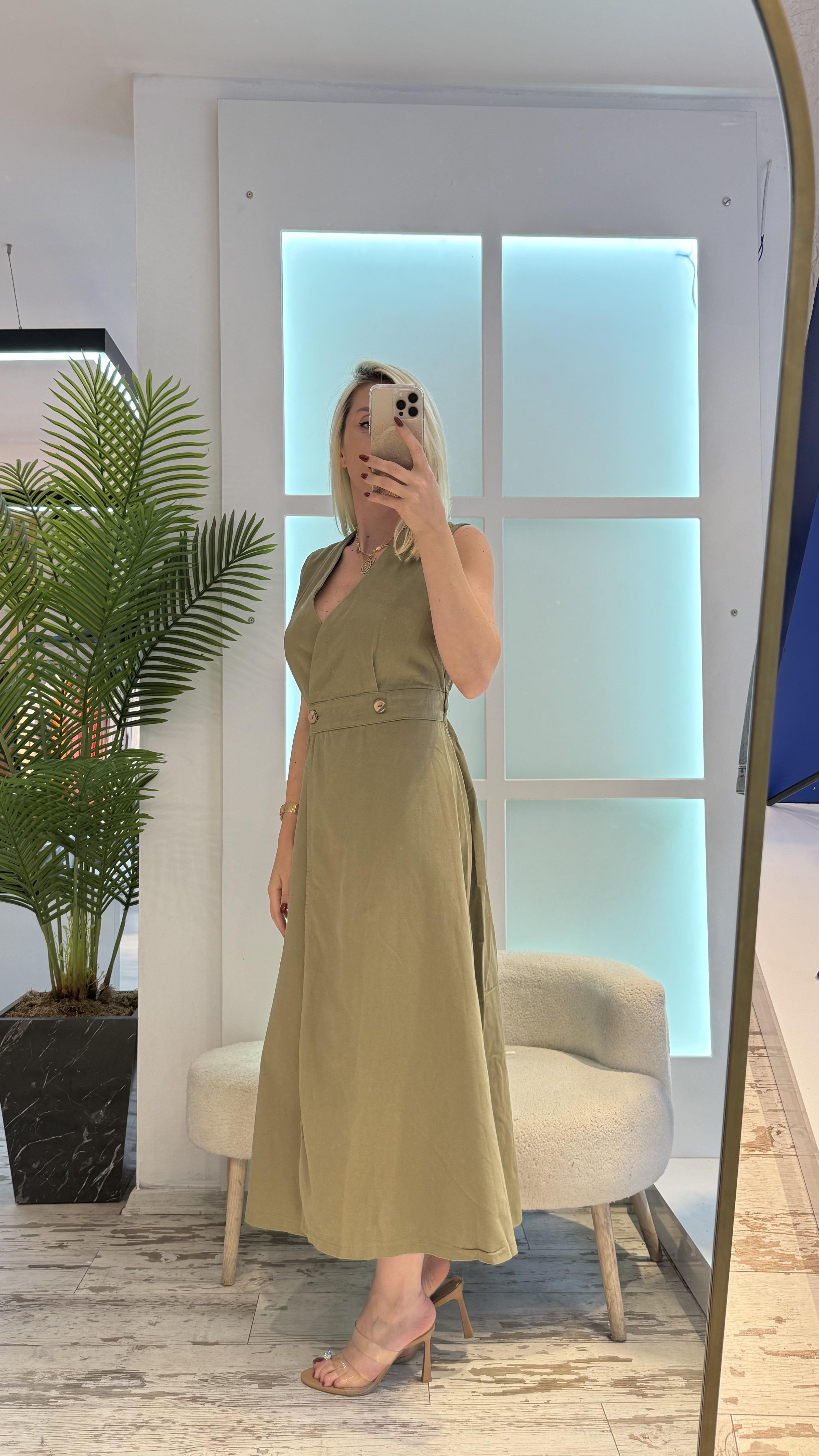 YEŞİL GABARDİN ELBİSE