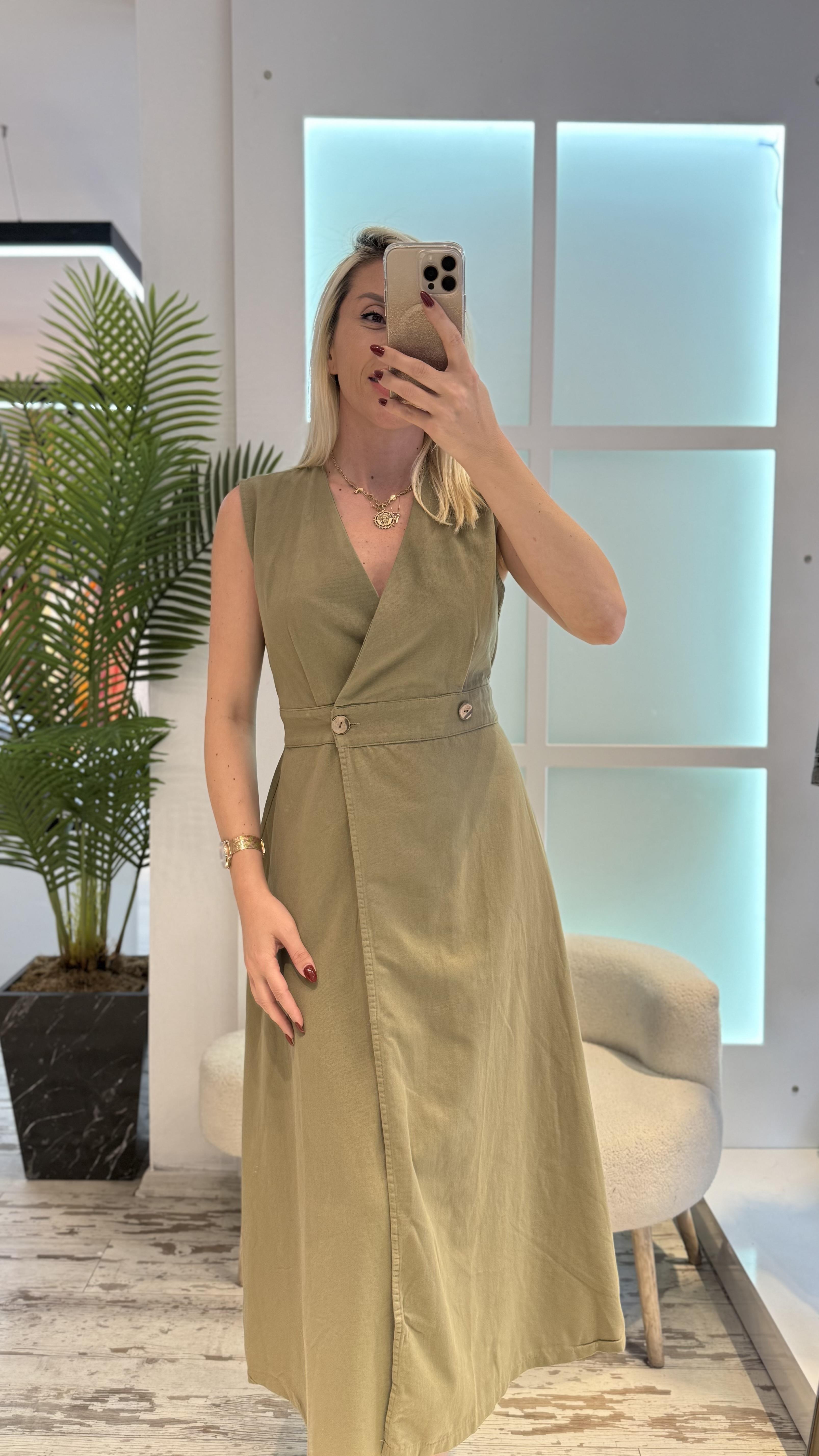 YEŞİL GABARDİN ELBİSE