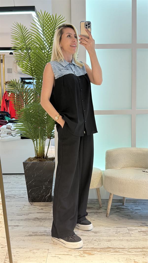 ALEGRE KOT DETAY SİYAH TAKIM