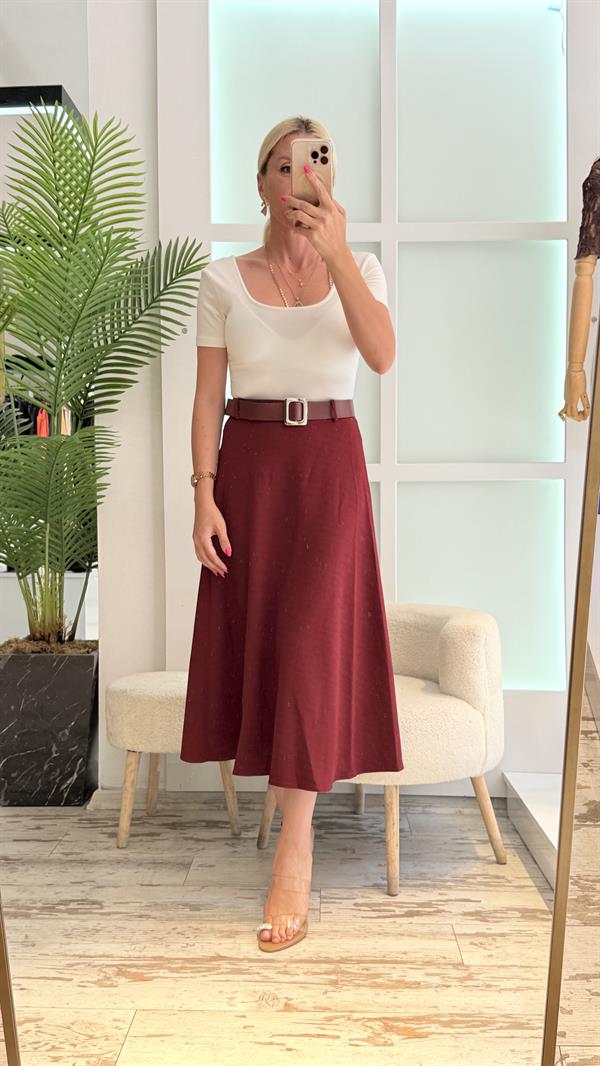 LİRY BORDO UZUN ETEK 