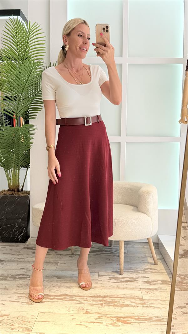 LİRY BORDO UZUN ETEK 