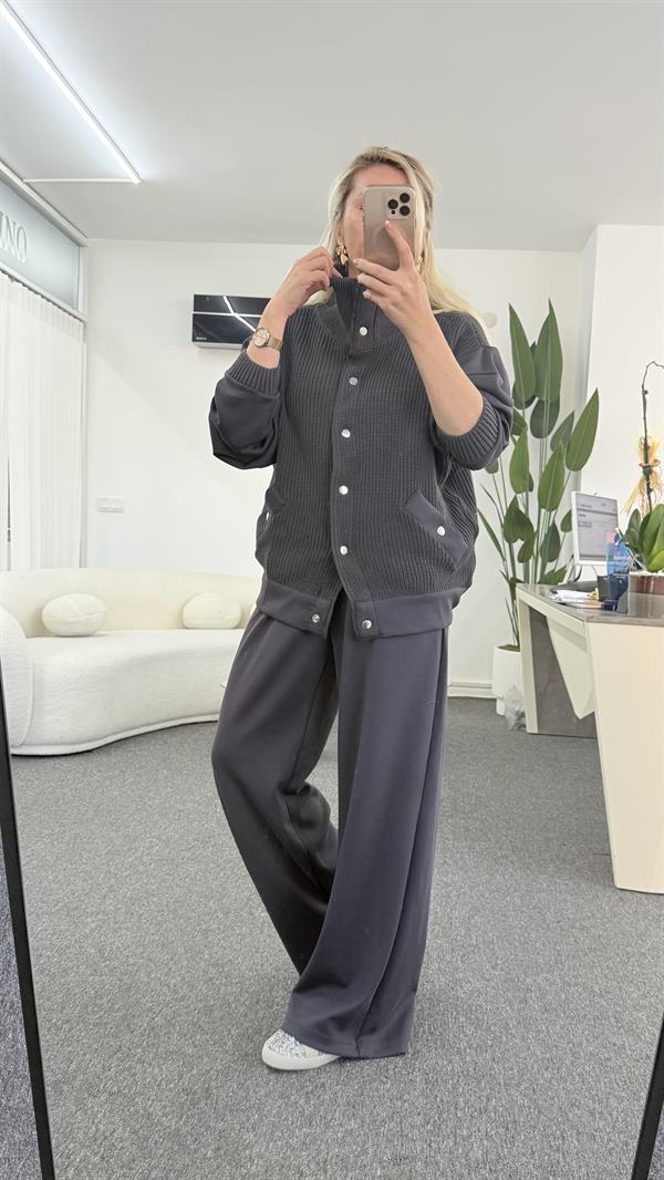 ALİYS ANTRASİT GRİ DÜĞMELİ EŞOFMAN TAKIMI