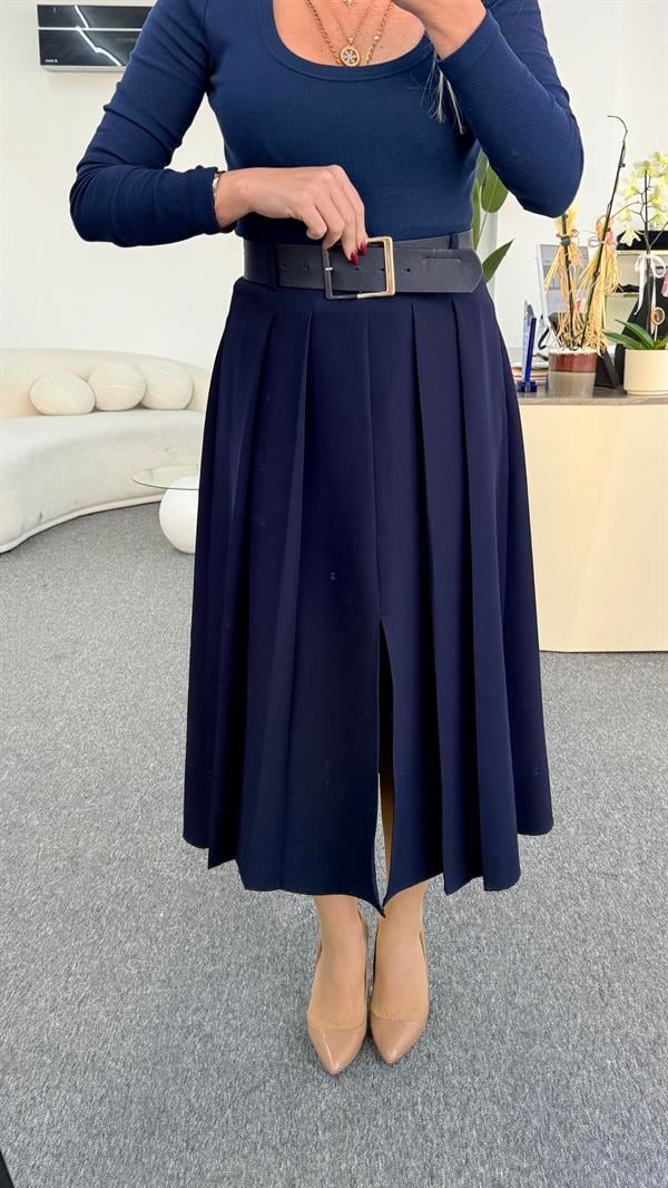 ALİZA LACİVERT YIRTMAÇLI ETEK