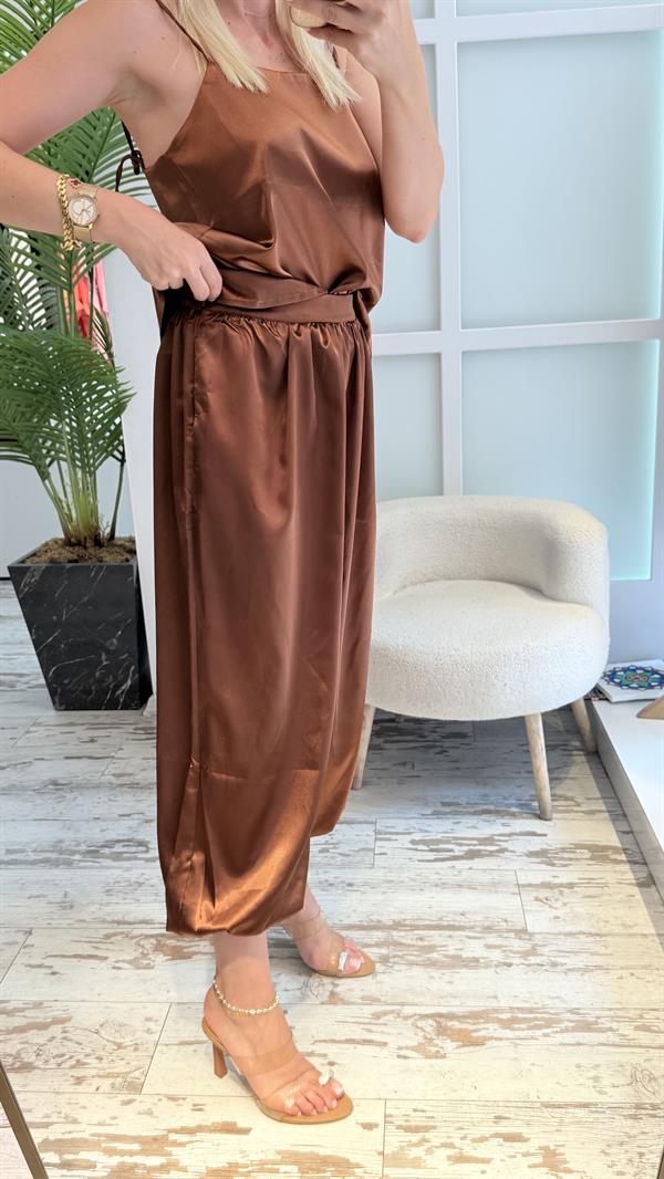 ASİN KAHVERENGİ SATEN PANTOLON