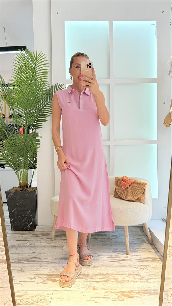 BELT TENSEL PEMBE ELBİSE