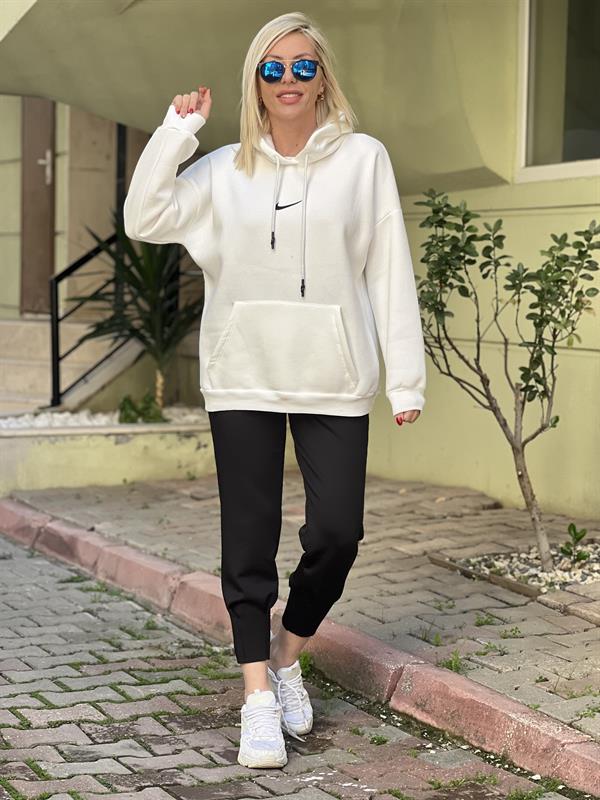 BEYAZ KAPŞONLU SWEAT