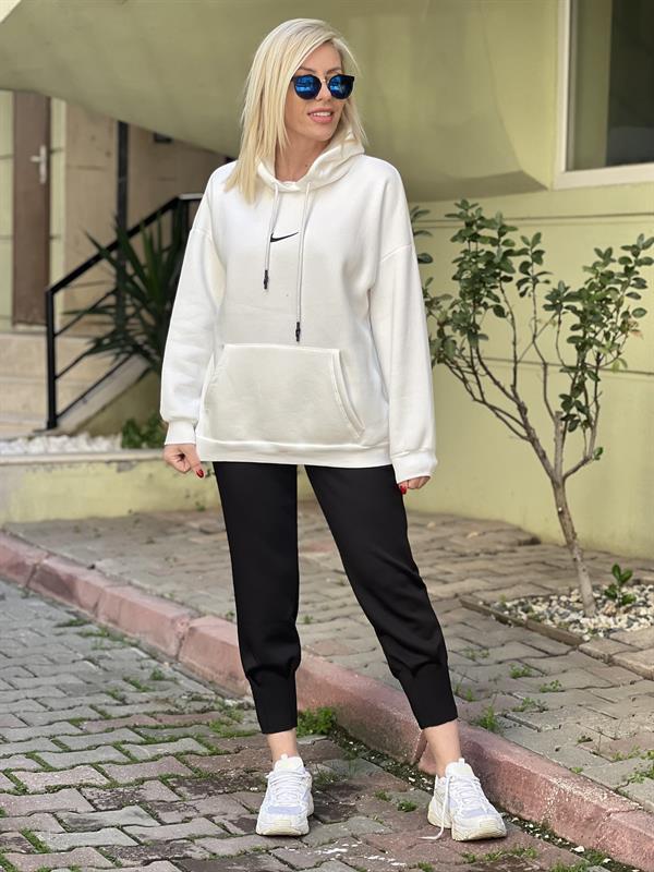 BEYAZ KAPŞONLU SWEAT