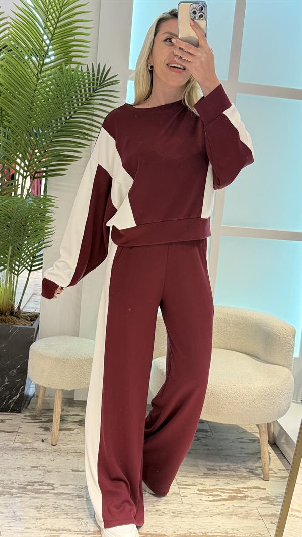 BORDO BEYAZ ŞERİTLİ TAKIM 
