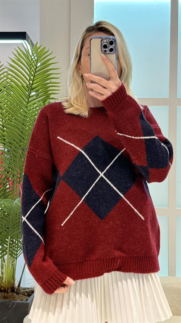 BORDO ÇAPRAZ DETAYLI KAZAK